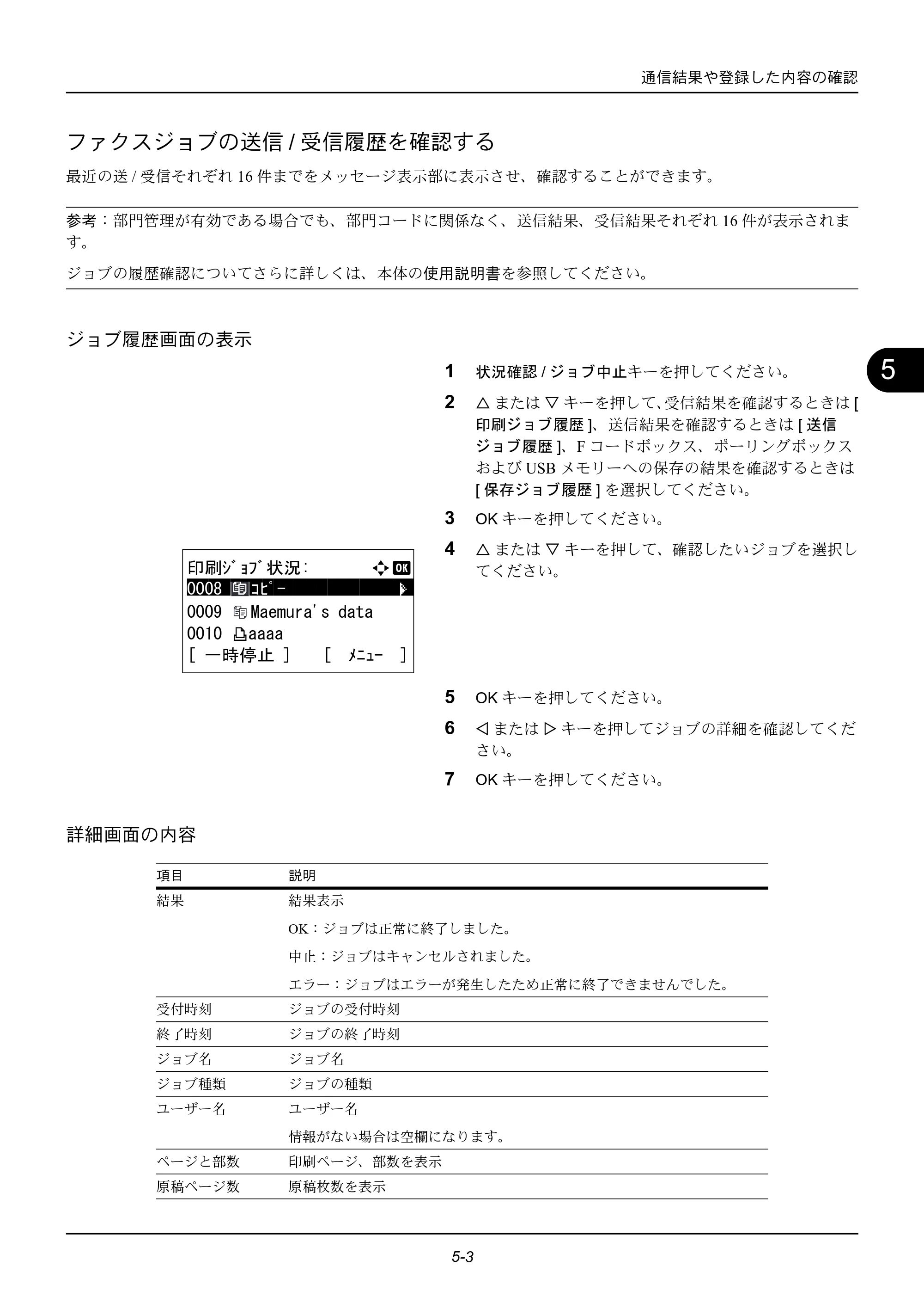 京セラ ECOSYS M2535dn ECOSYS M2535dn FAX使用説明書 — ファクスジョブの送信/受信履歴を確認する — 原本ページ — 99ページ