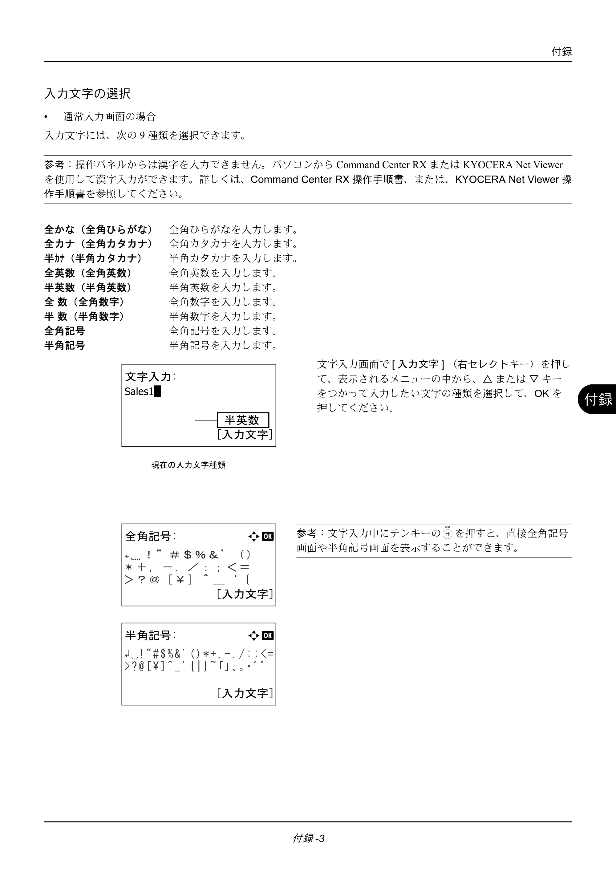 京セラ ECOSYS M2535dn ECOSYS M2535dn FAX使用説明書 — 入力文字の選択 — 原本ページ — 163ページ