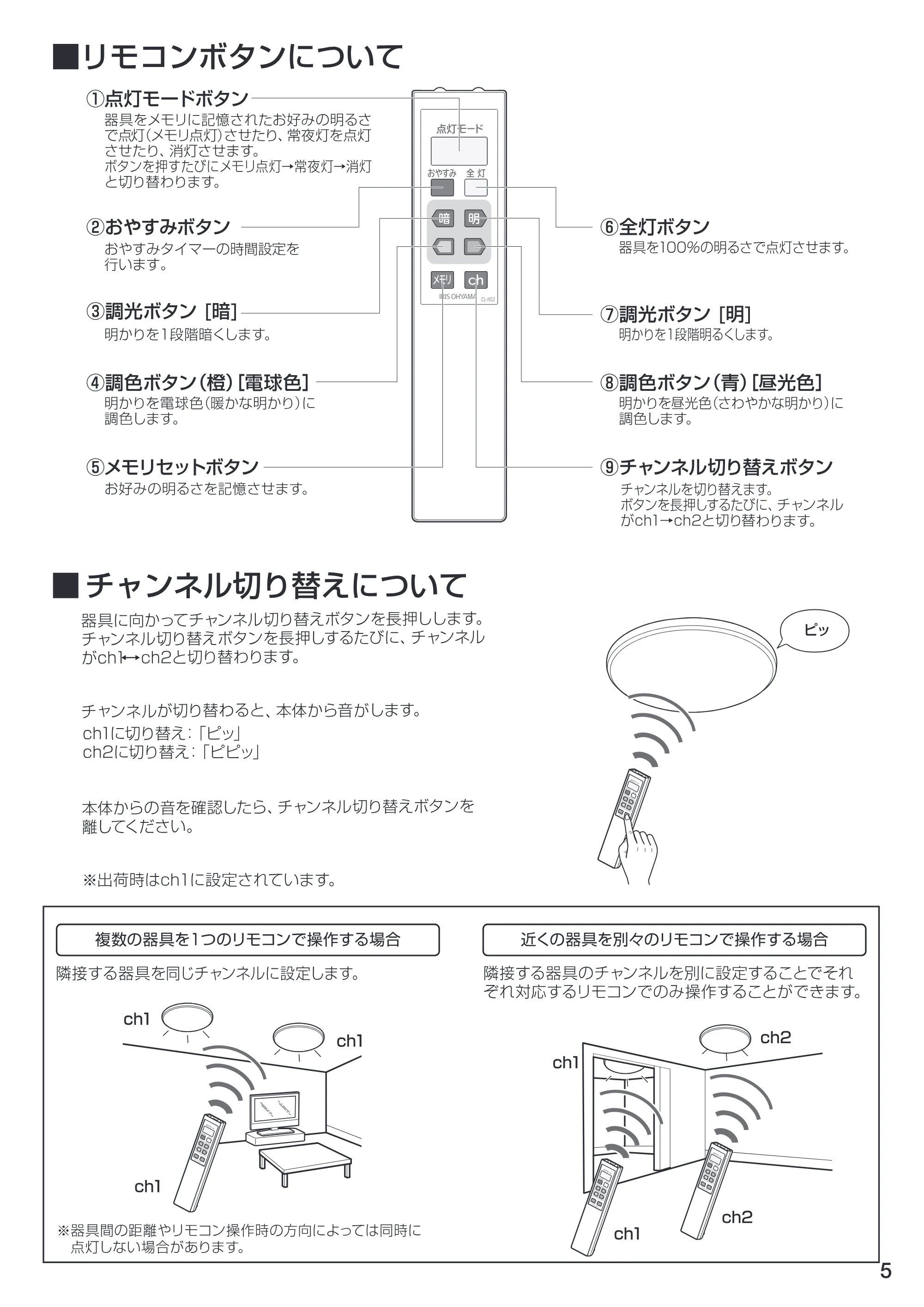 アイリスオーヤマ CL12DL-ALE 取扱説明書 — P05 — 原本ページ — 5ページ