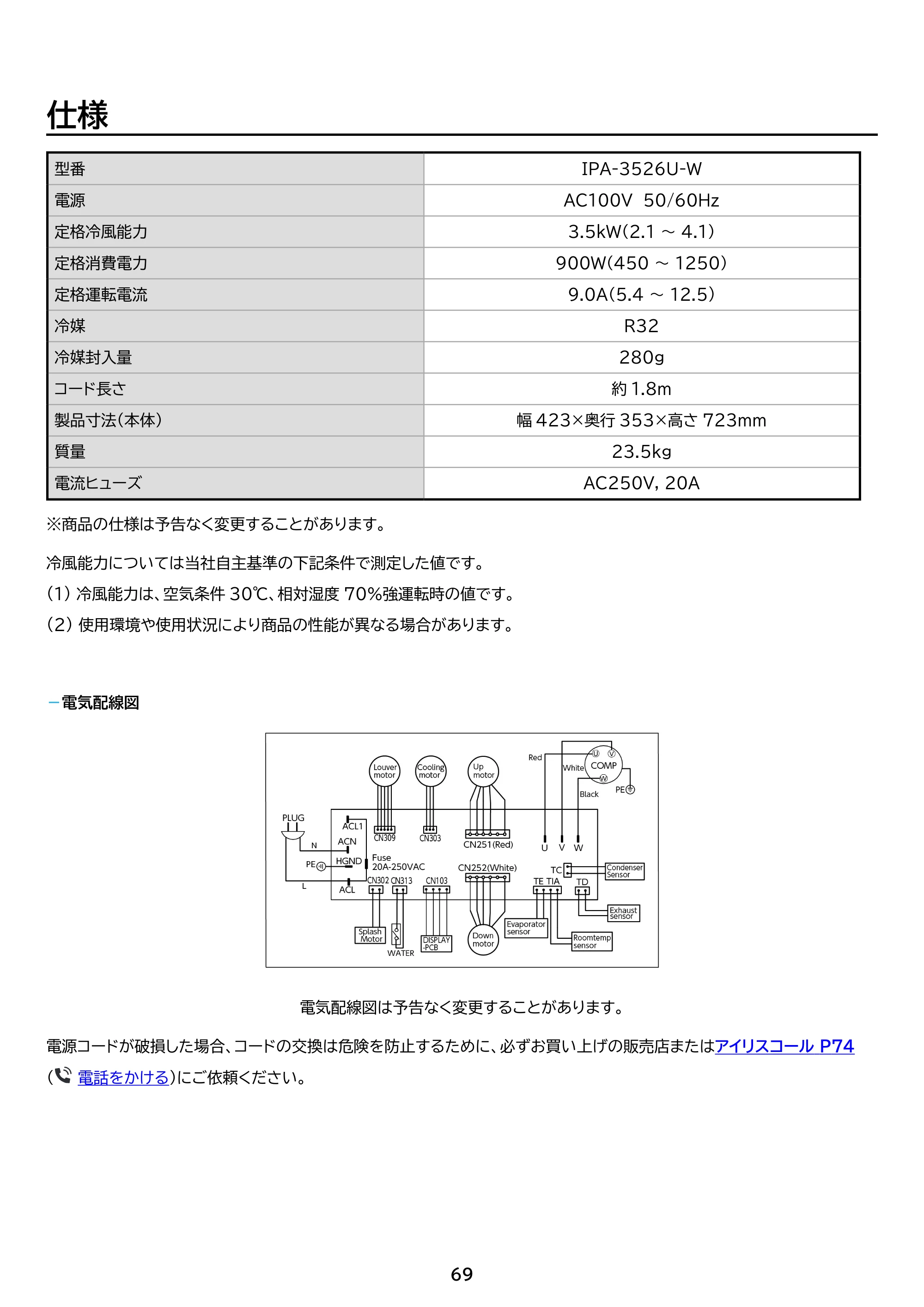 アイリスオーヤマ IPA-3526U 取扱説明書 — 原本ページ — 69ページ