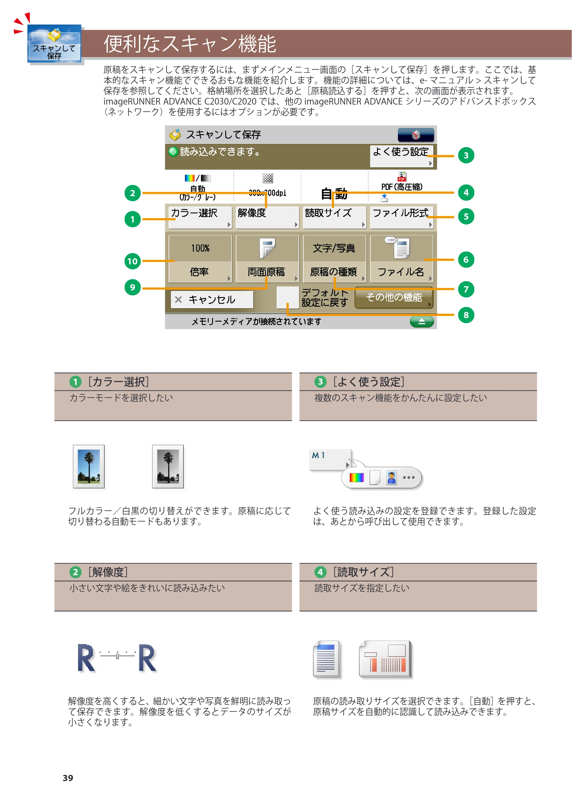 キヤノン imageRUNNER-ADVANCE C2030F/C2030F-R/C2030/C2020F/C2020 基本操作ガイド 2011年7月27日更新（PDF：40.4MB） — 原本ページ — 40ページ