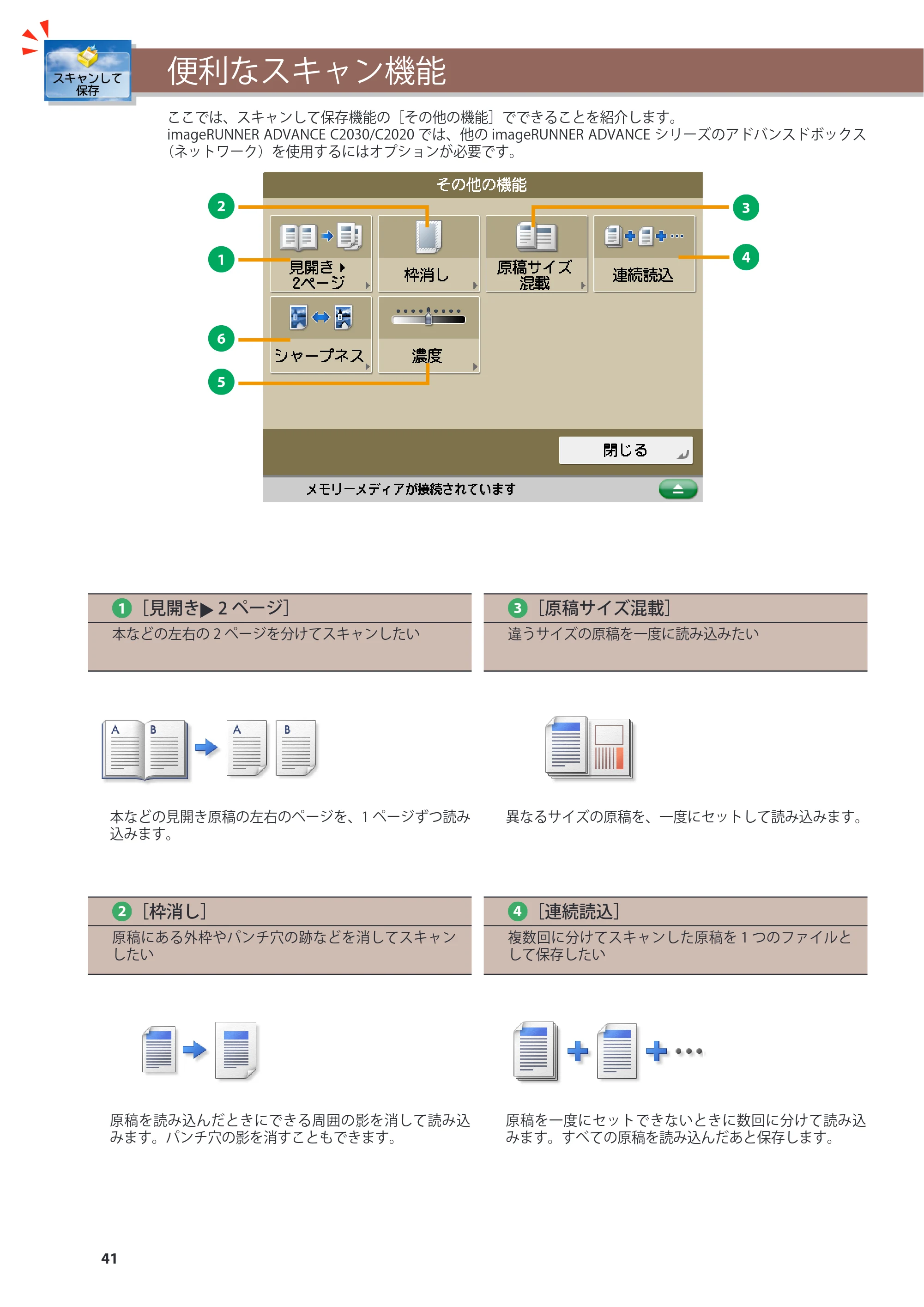 キヤノン imageRUNNER-ADVANCE C2030F/C2030F-R/C2030/C2020F/C2020 基本操作ガイド 2011年7月27日更新（PDF：40.4MB） — 原本ページ — 42ページ