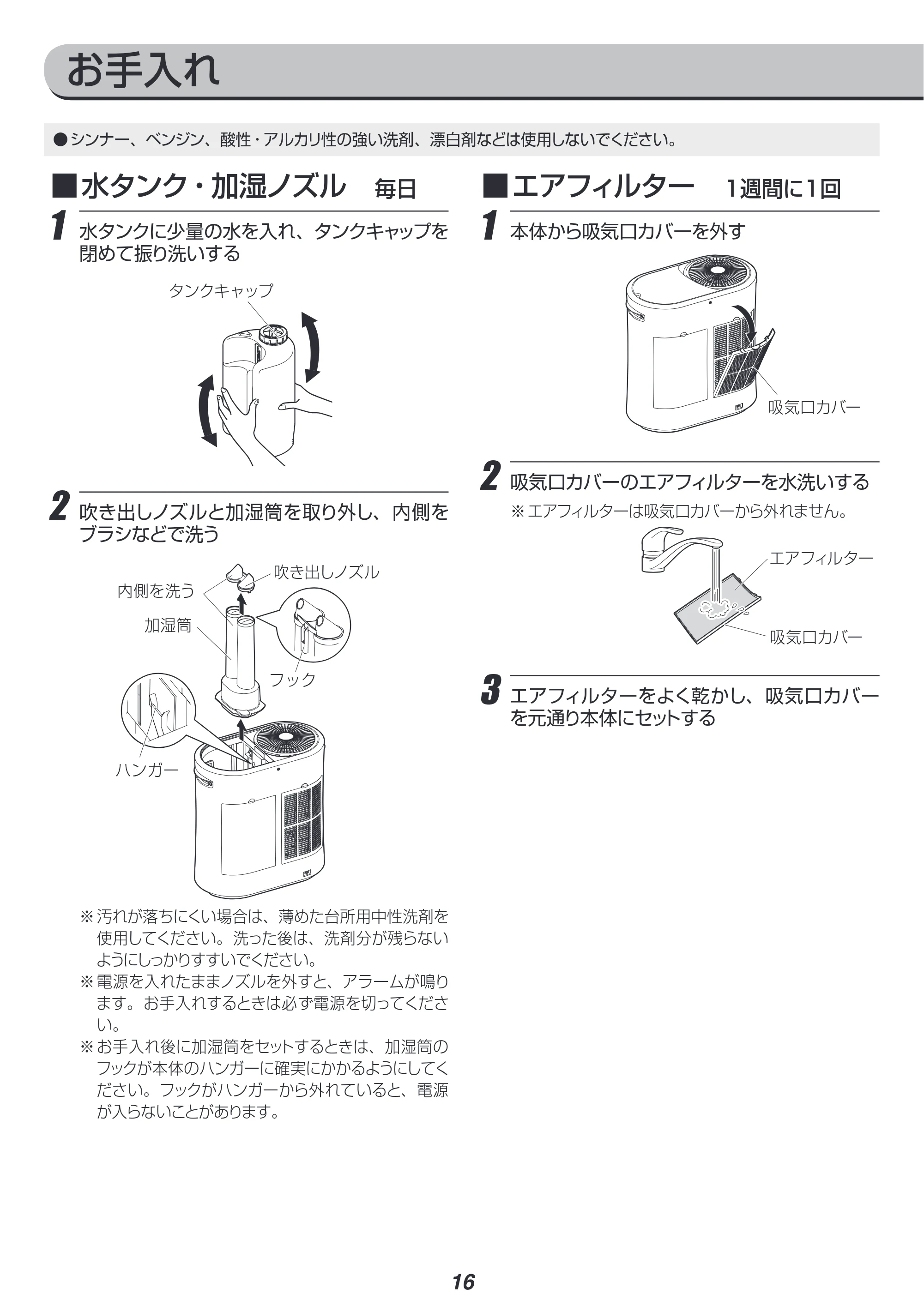 アイリスオーヤマ SPK-1500Z 取扱説明書 — 原本ページ — 16ページ