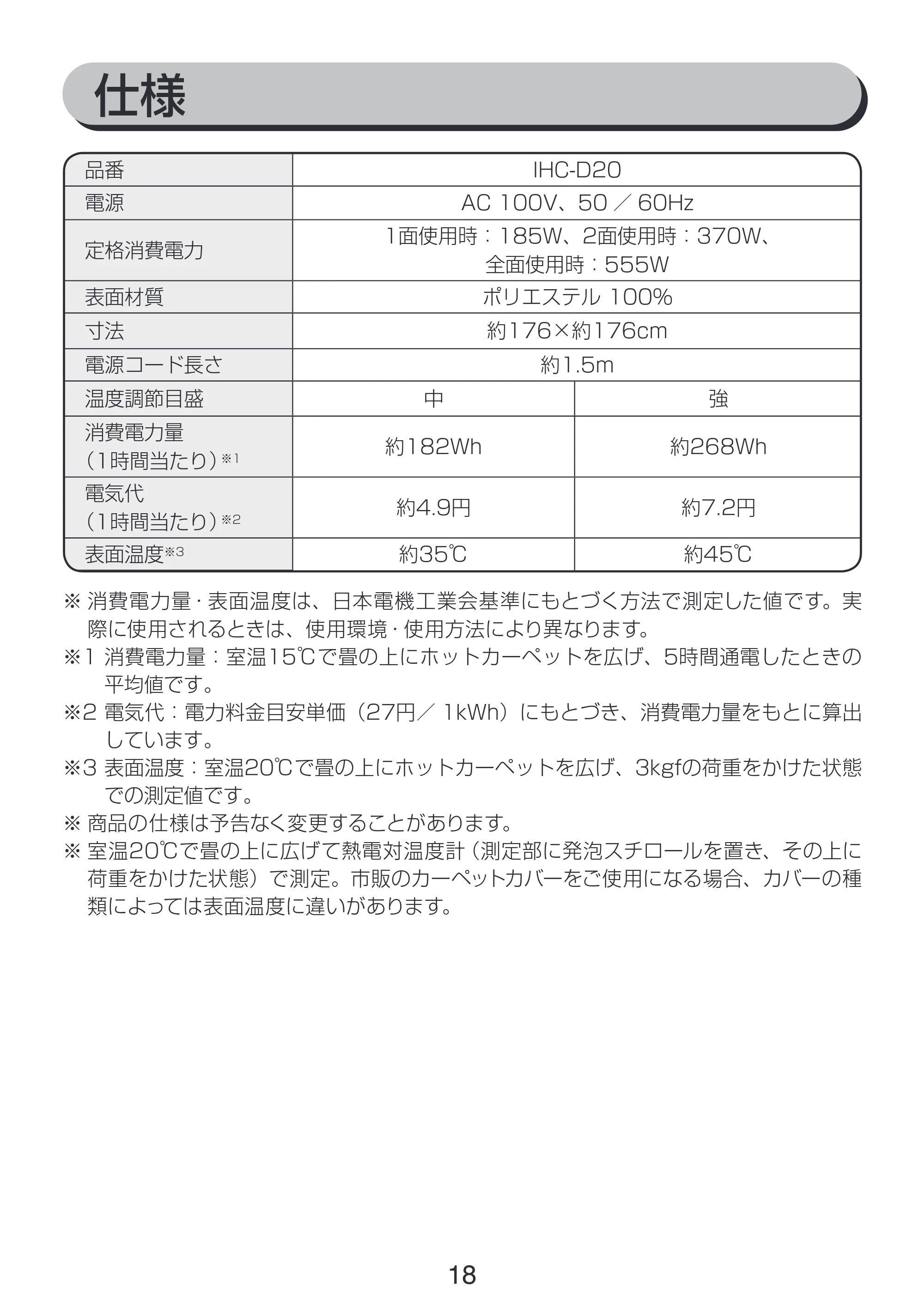 アイリスオーヤマ IHC-D20 取扱説明書 — 原本ページ — 18ページ