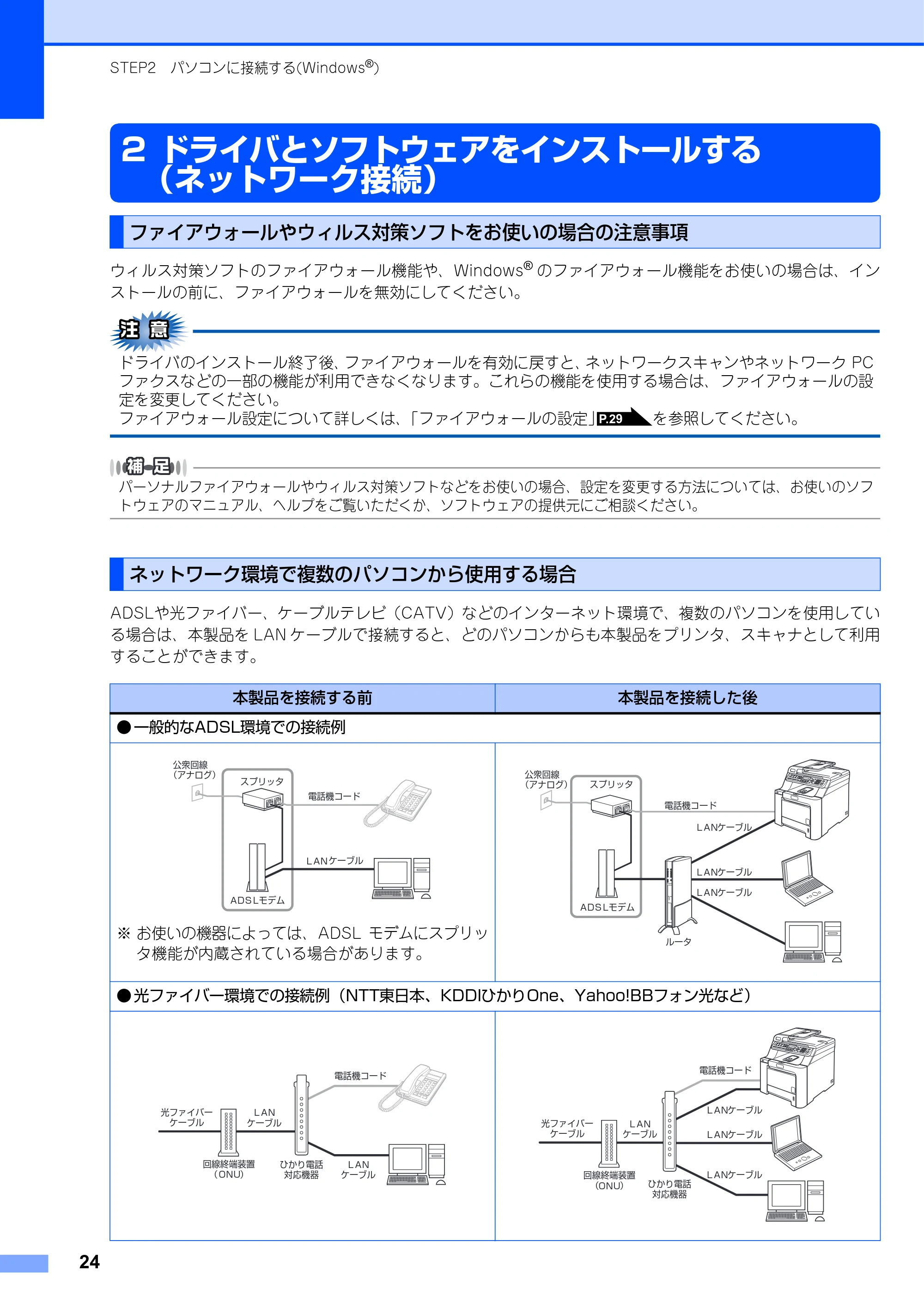 ブラザー MFC-9450CDN かんたん設置ガイド — 2 ドライバとソフトウェアをインストールする(ネットワーク接続) — 原本ページ — 25ページ