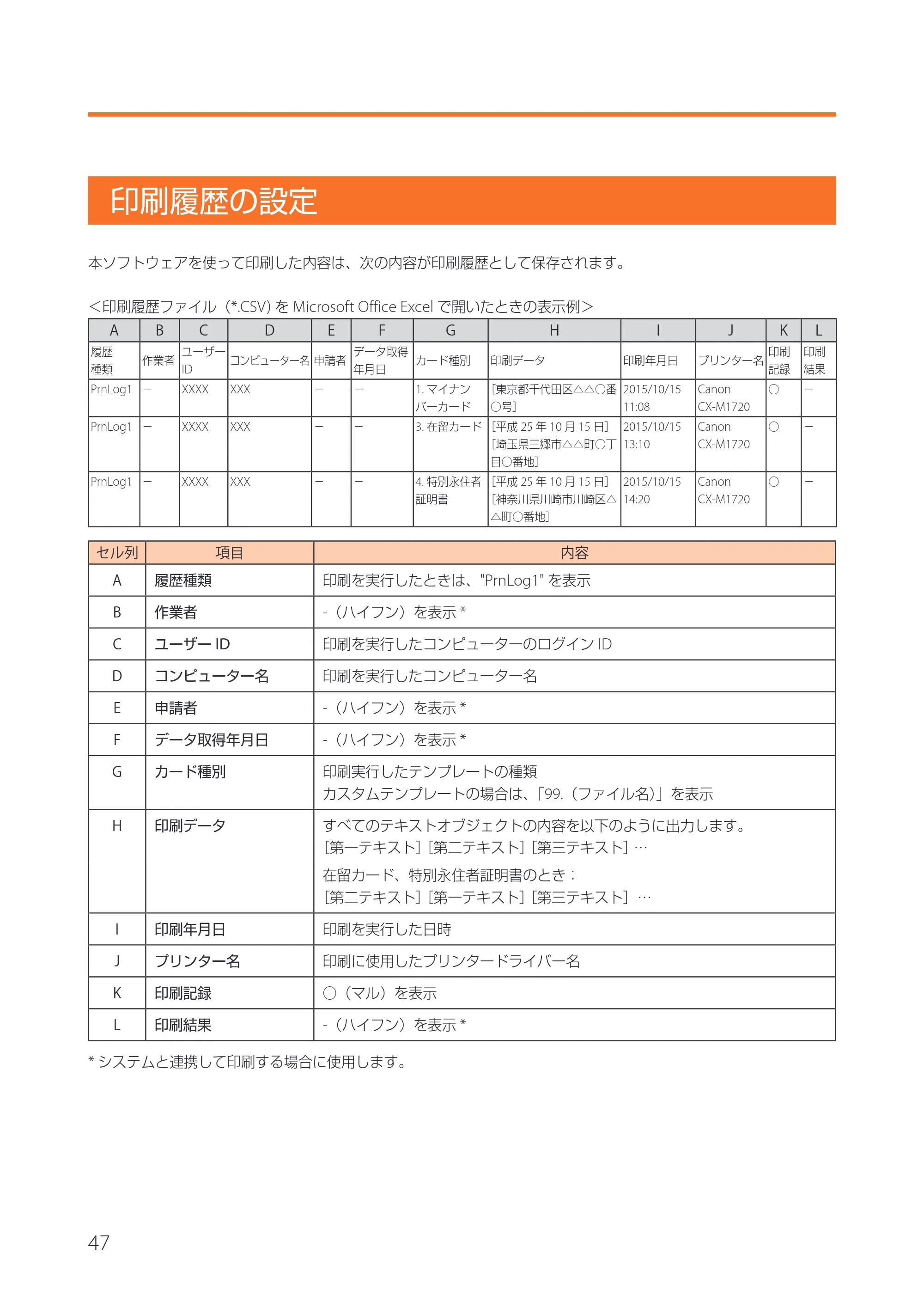 キヤノン IX-R7000 イメージクリエイトSE 券面追記専用版V2 ユーザーズガイド 2026年5月21日更新（PDF：3.18MB） — 印刷履歴の設定 — 原本ページ — 50ページ