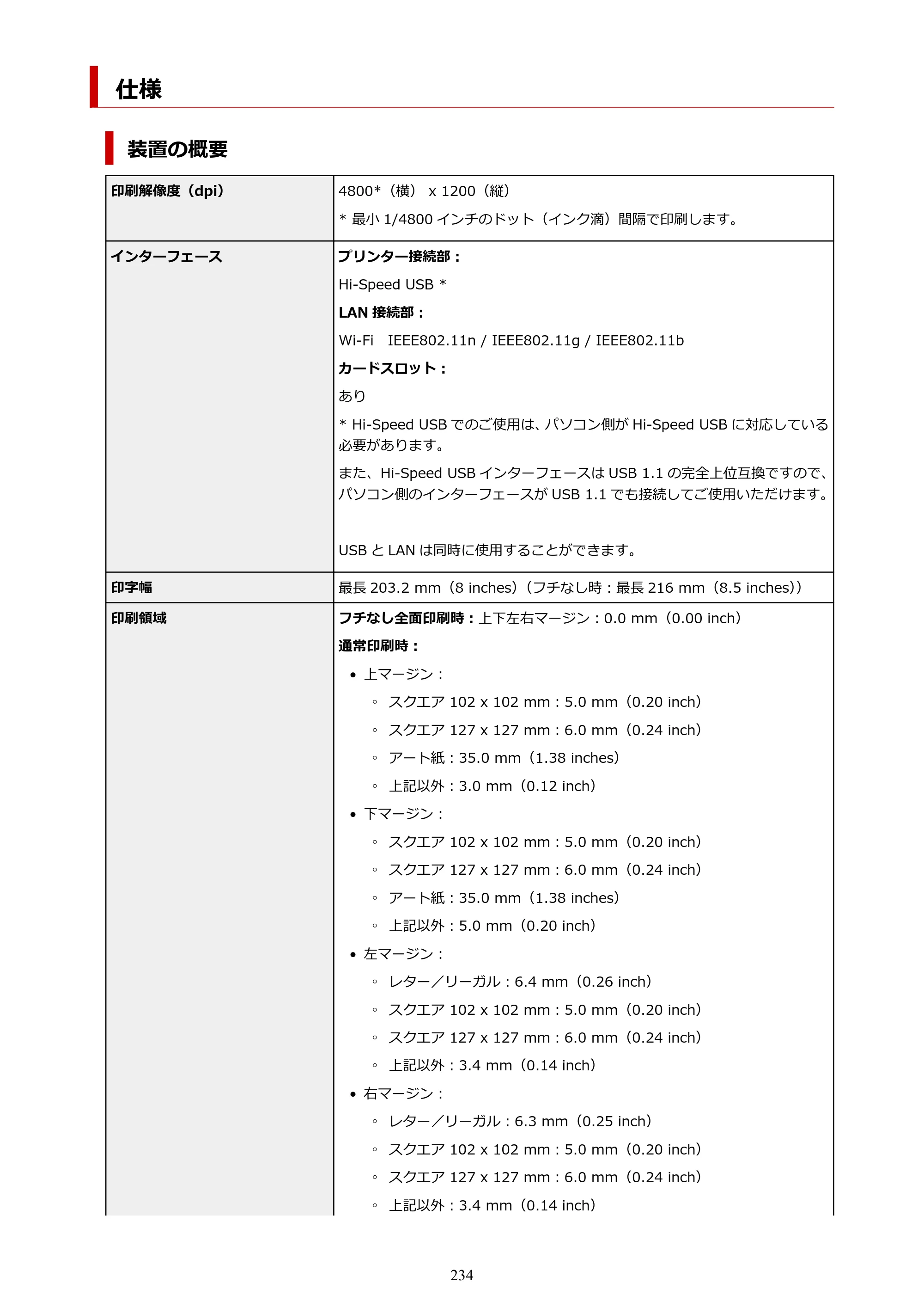 キヤノン PIXUS XK80 オンラインマニュアル PDF版（Windows版） — 仕様 — 原本ページ — 234ページ