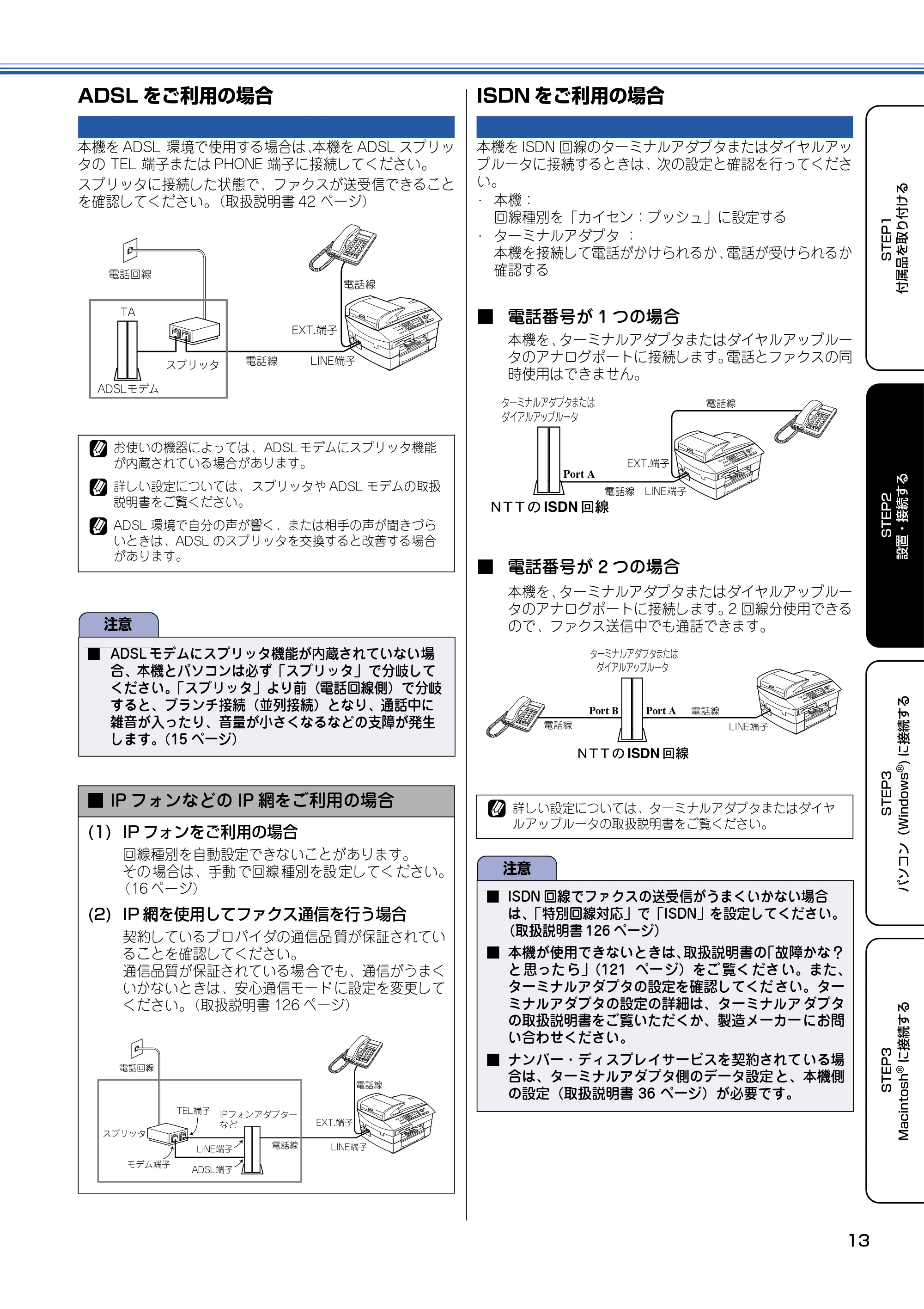 ブラザー MFC-5840CN かんたん設置ガイド — ADSLをご利用の場合 — 原本ページ — 14ページ