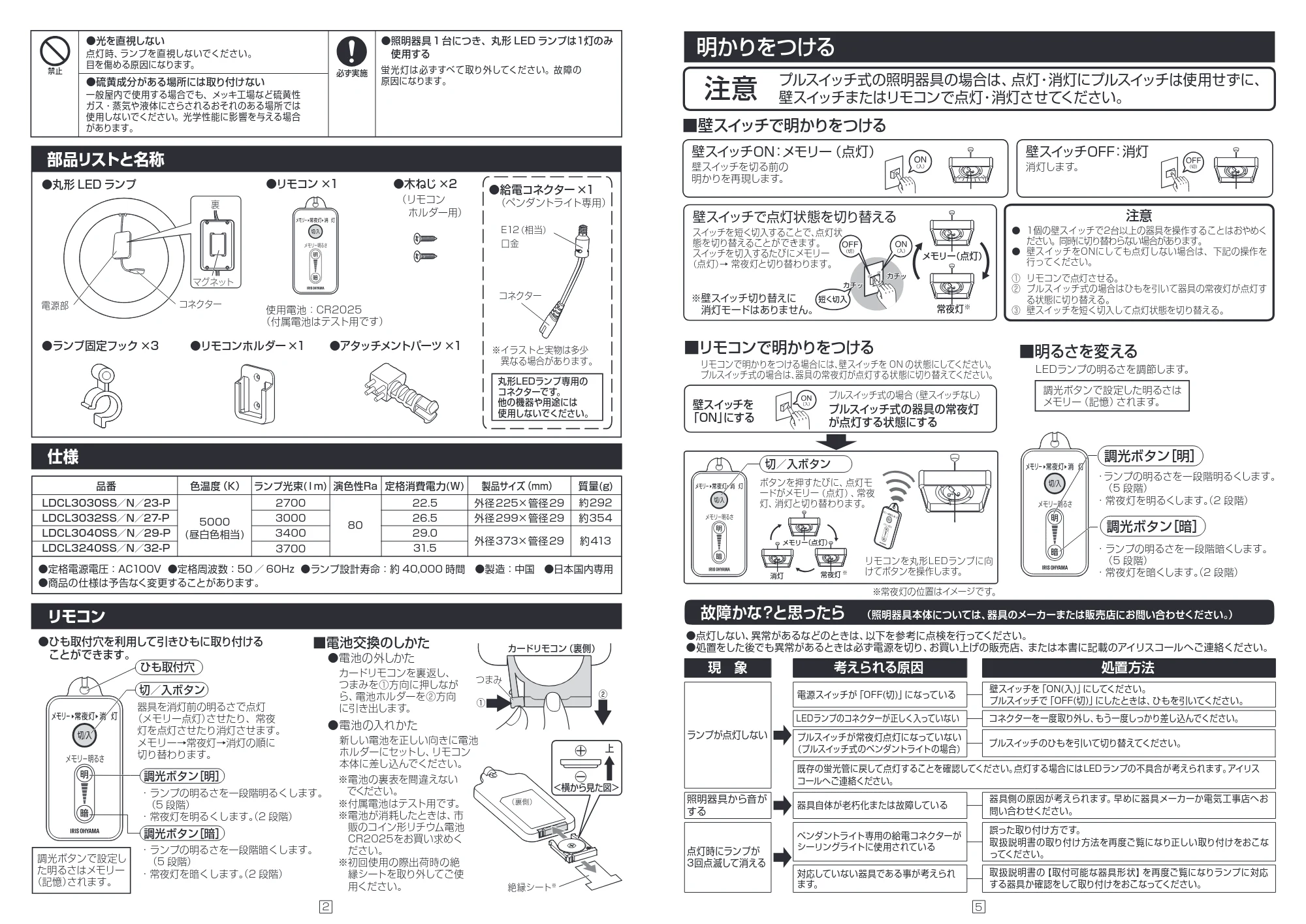 アイリスオーヤマ LDCL3240SS 取扱説明書 — 原本ページ — 2ページ