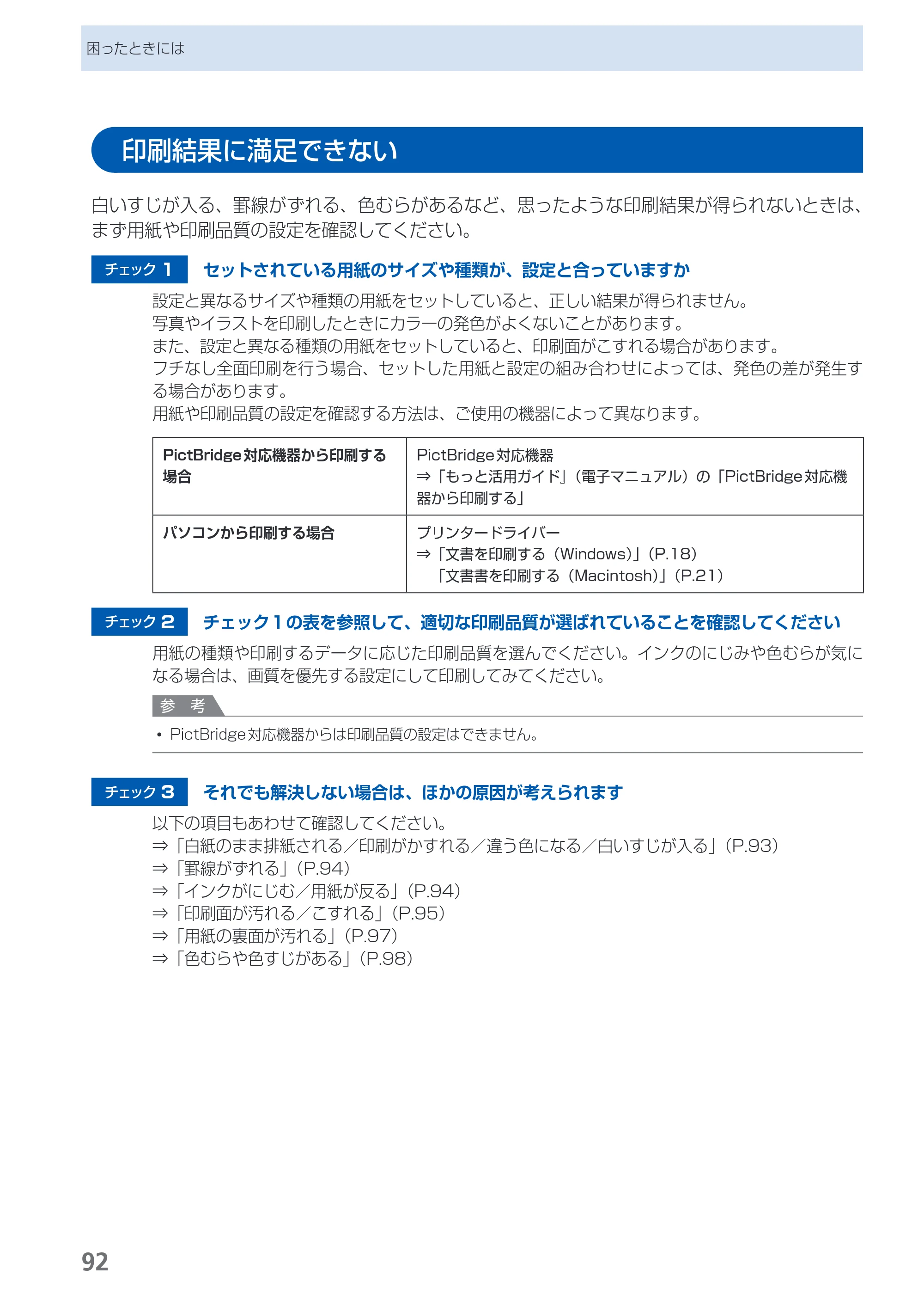 キヤノン PIXUS iP4830 らくらく操作ガイド （PDF形式／13.91Mバイト） — 印刷結果に満足できない — 原本ページ — 94ページ