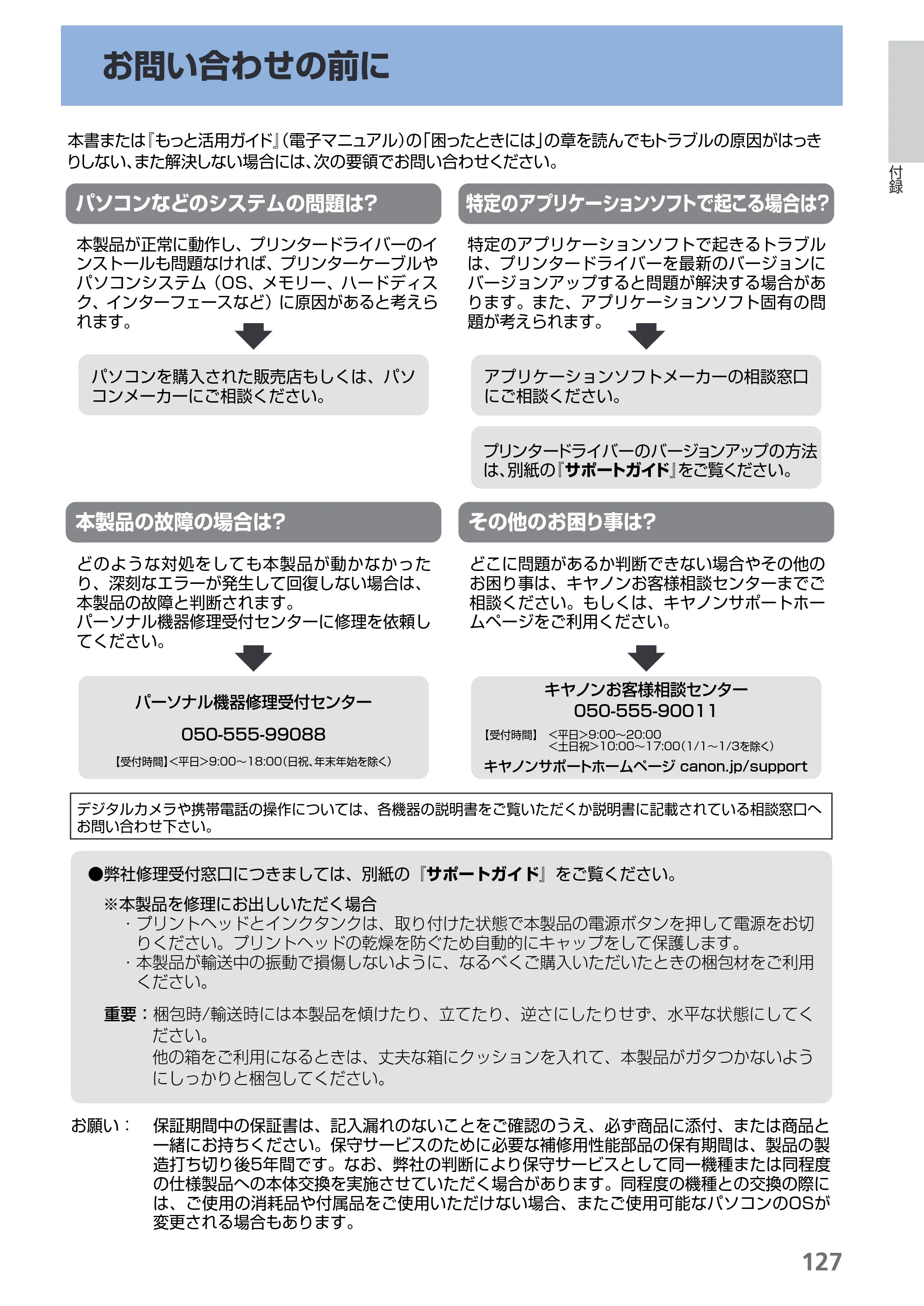 キヤノン PIXUS iP4830 らくらく操作ガイド （PDF形式／13.91Mバイト） — お問い合わせの前に — 原本ページ — 129ページ