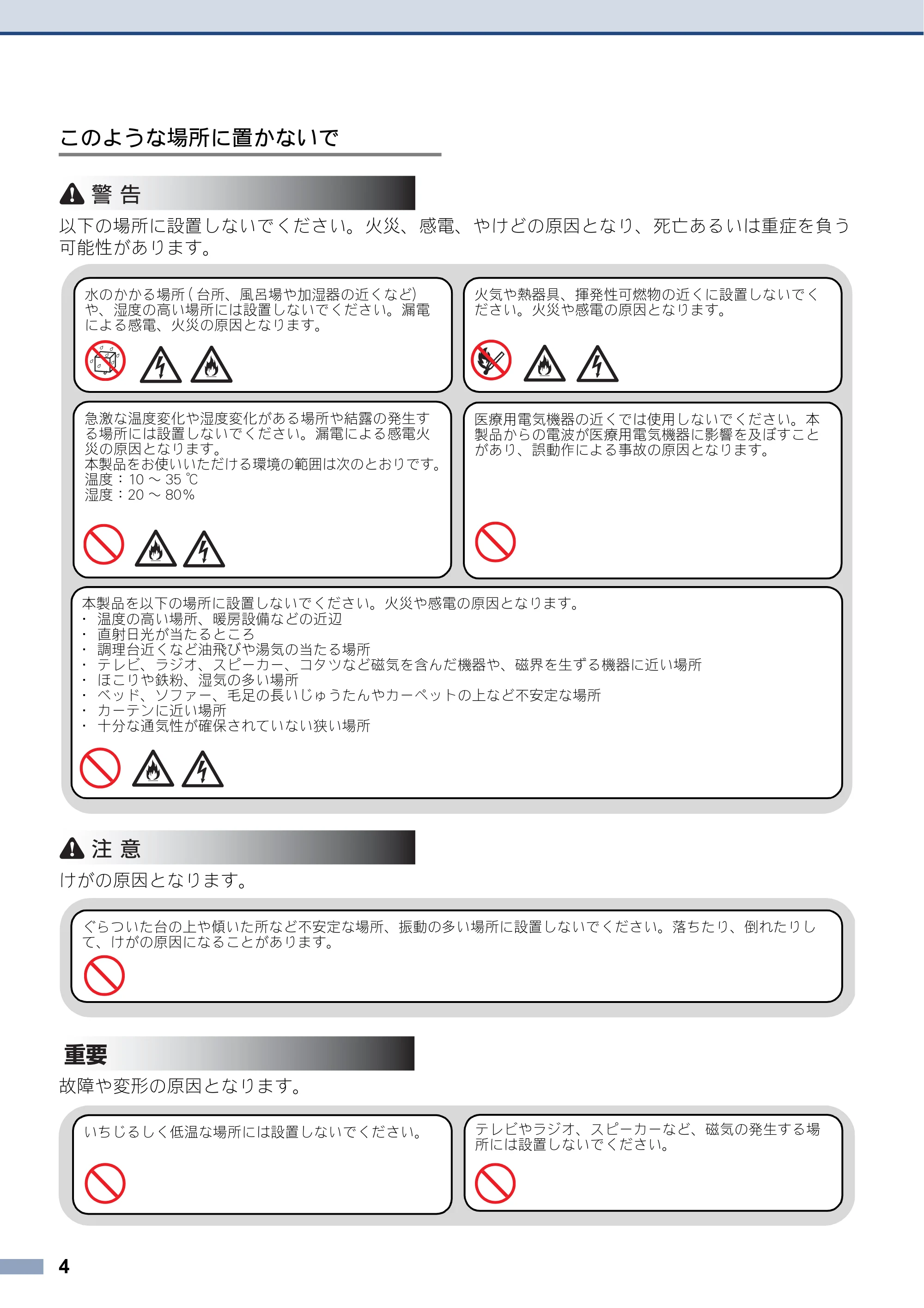 ブラザー DCP-J4215N-B/W / MFC-J4810DN 安全にお使いいただくために — 原本ページ — 4ページ