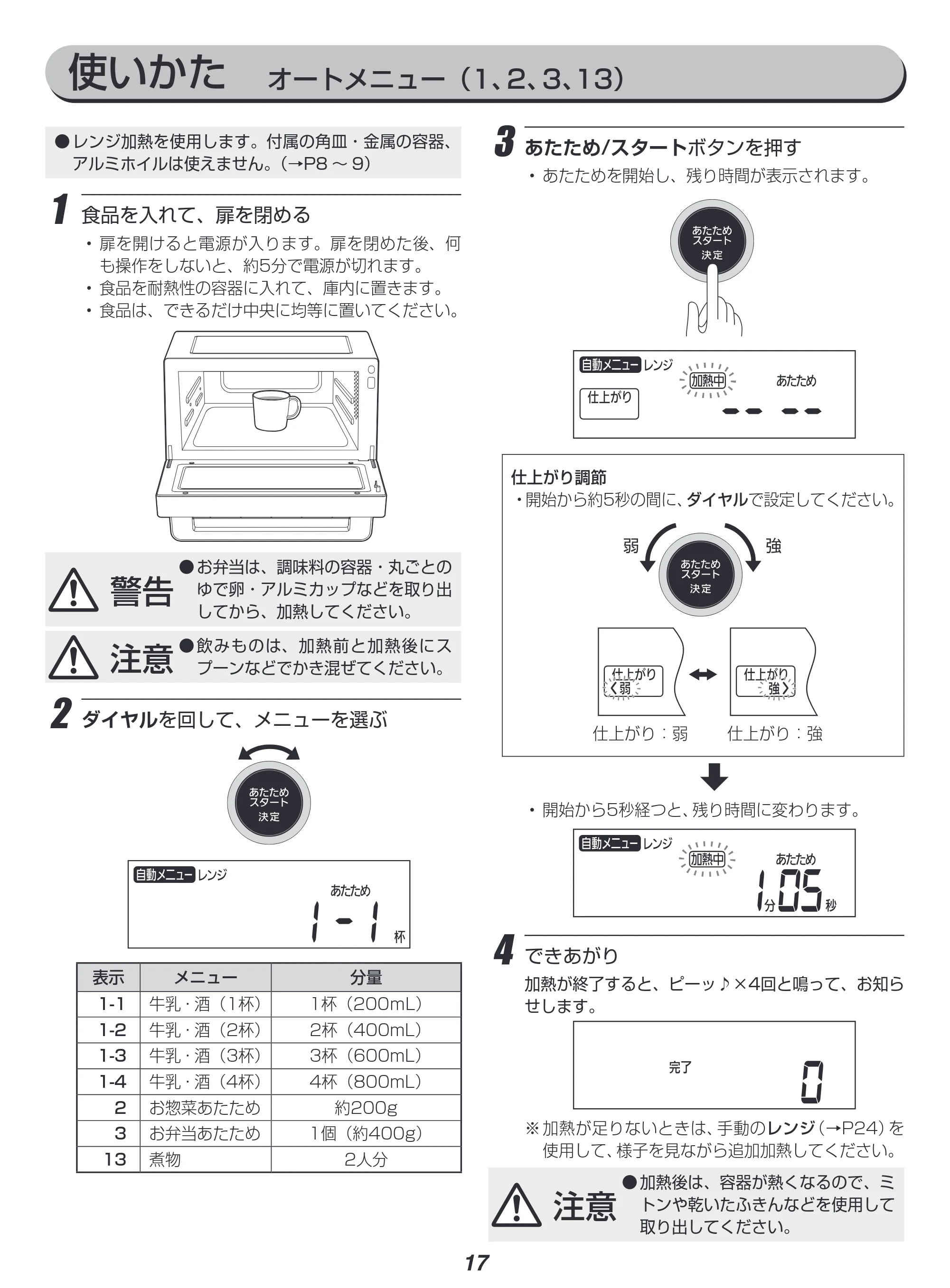 アイリスオーヤマ MO-F1808-CW 取扱説明書 — 原本ページ — 17ページ