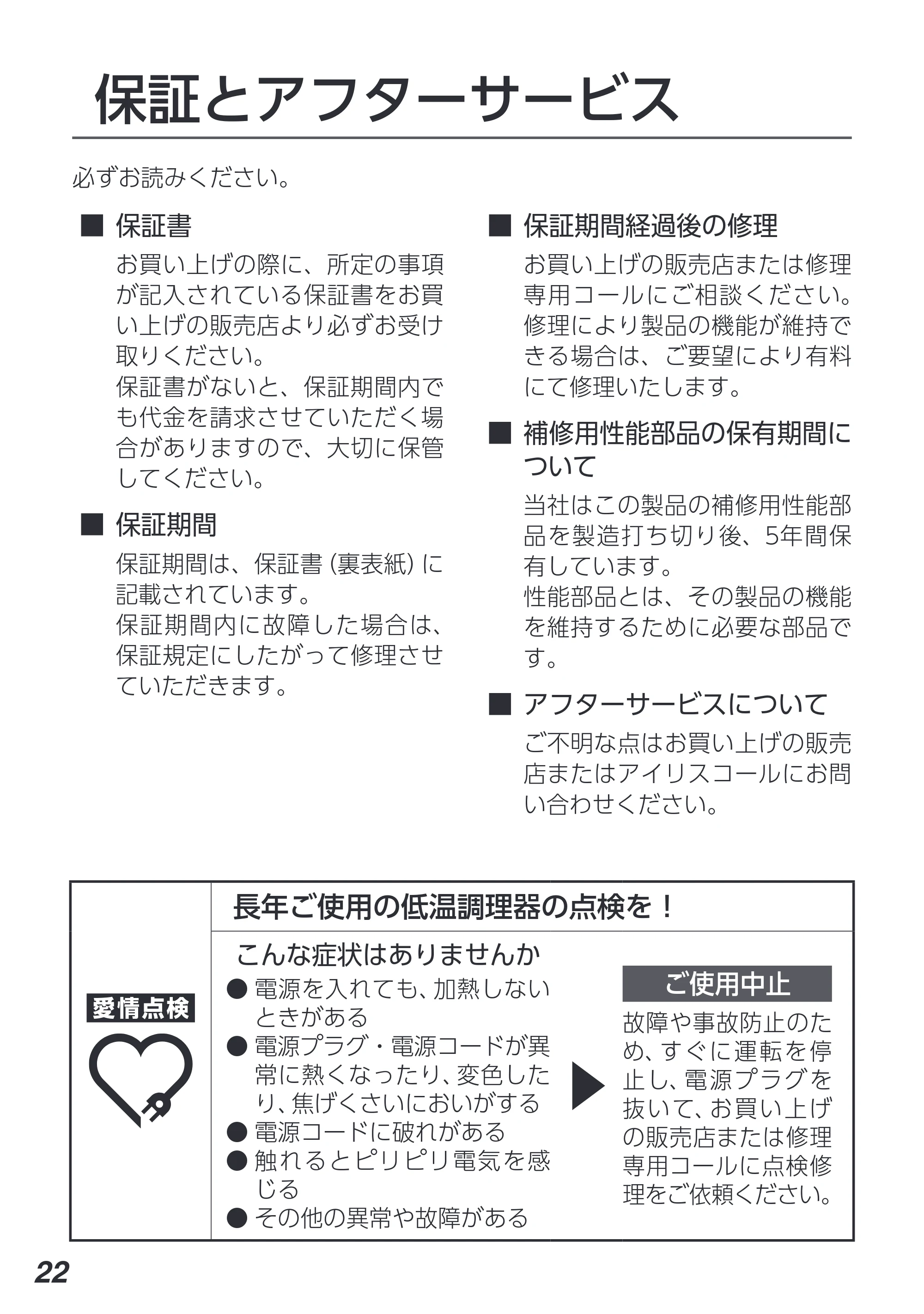 アイリスオーヤマ PLTC-M01 取扱説明書 — 原本ページ — 22ページ