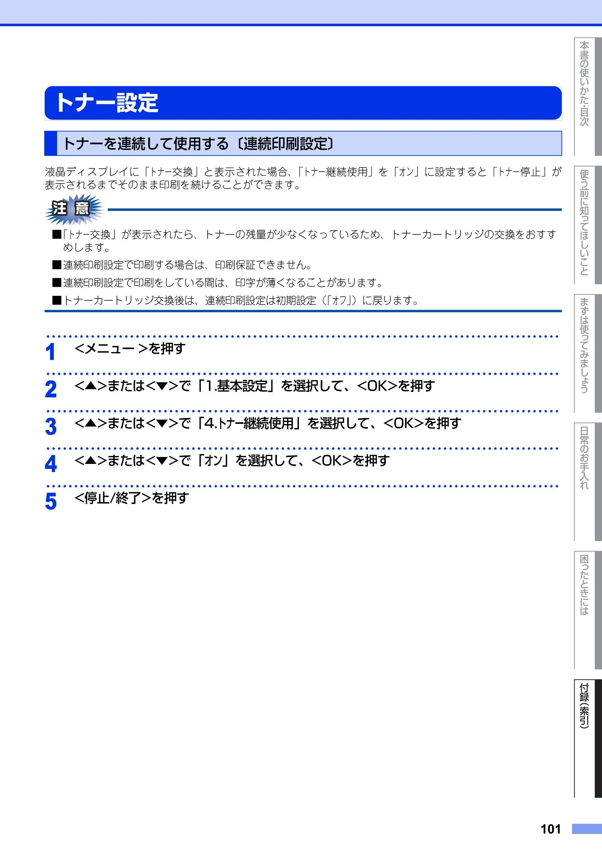 ブラザー DCP-7060D / DCP-7065DN ユーザーズガイド ～基本編～ — トナー設定 — 原本ページ — 101ページ