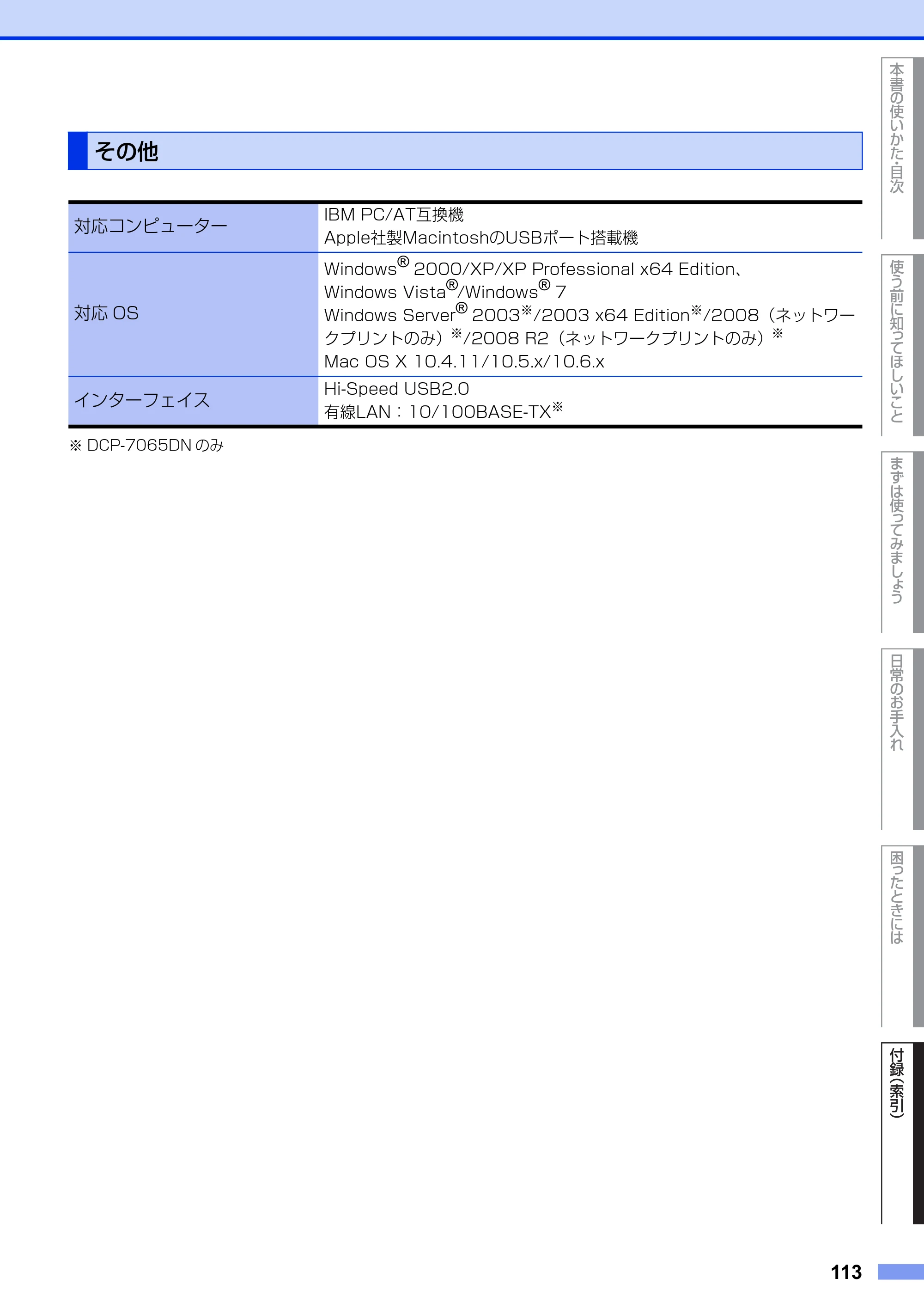 ブラザー DCP-7060D / DCP-7065DN ユーザーズガイド ～基本編～ — その他 — 原本ページ — 113ページ