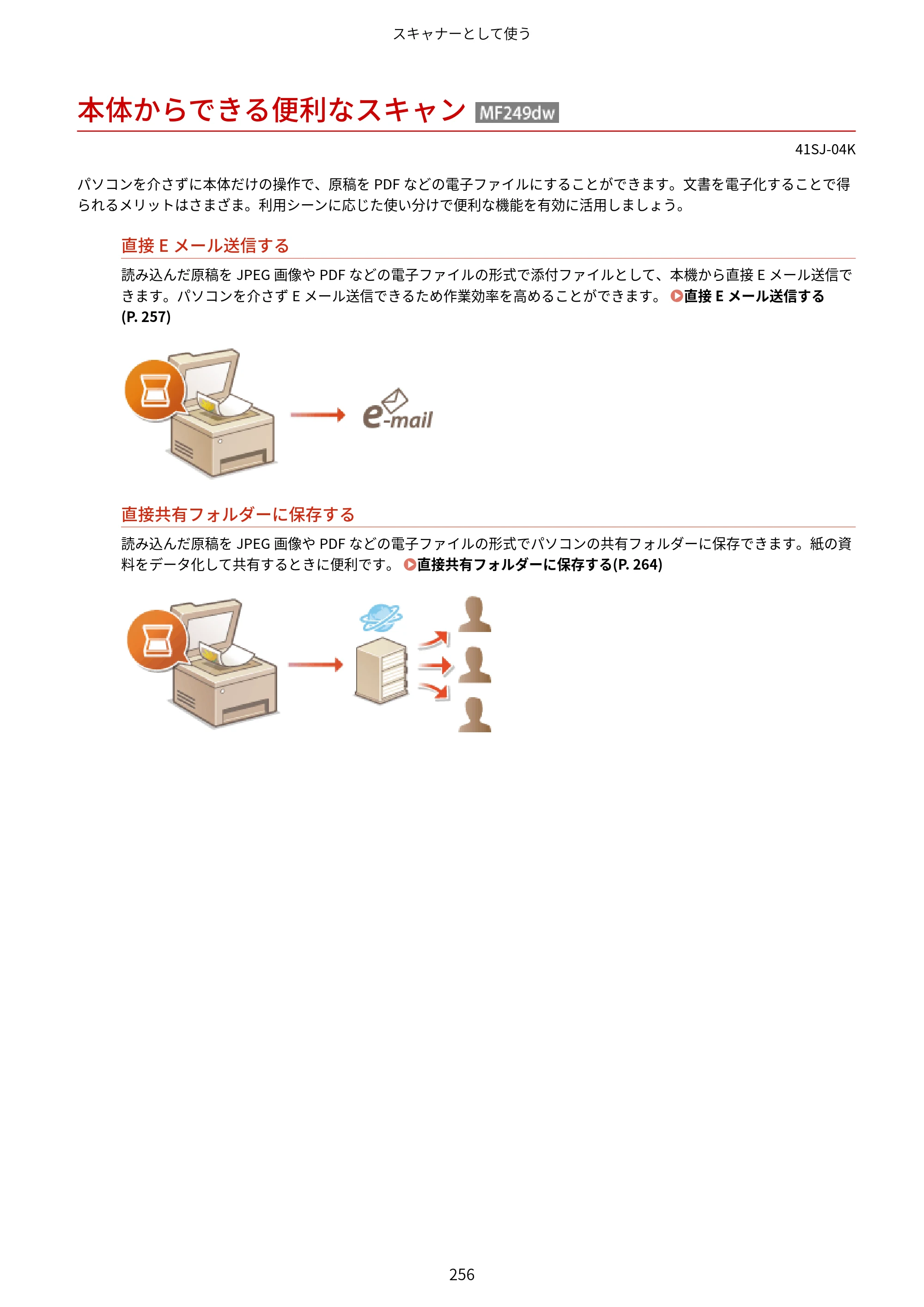 キヤノン MF249dw/MF245dw/MF236n ユーザーズガイド 2021年9月9日掲載（PDF：7.68MB） — 本体からできる便利なスキャン （MF249dw） — 原本ページ — 264ページ