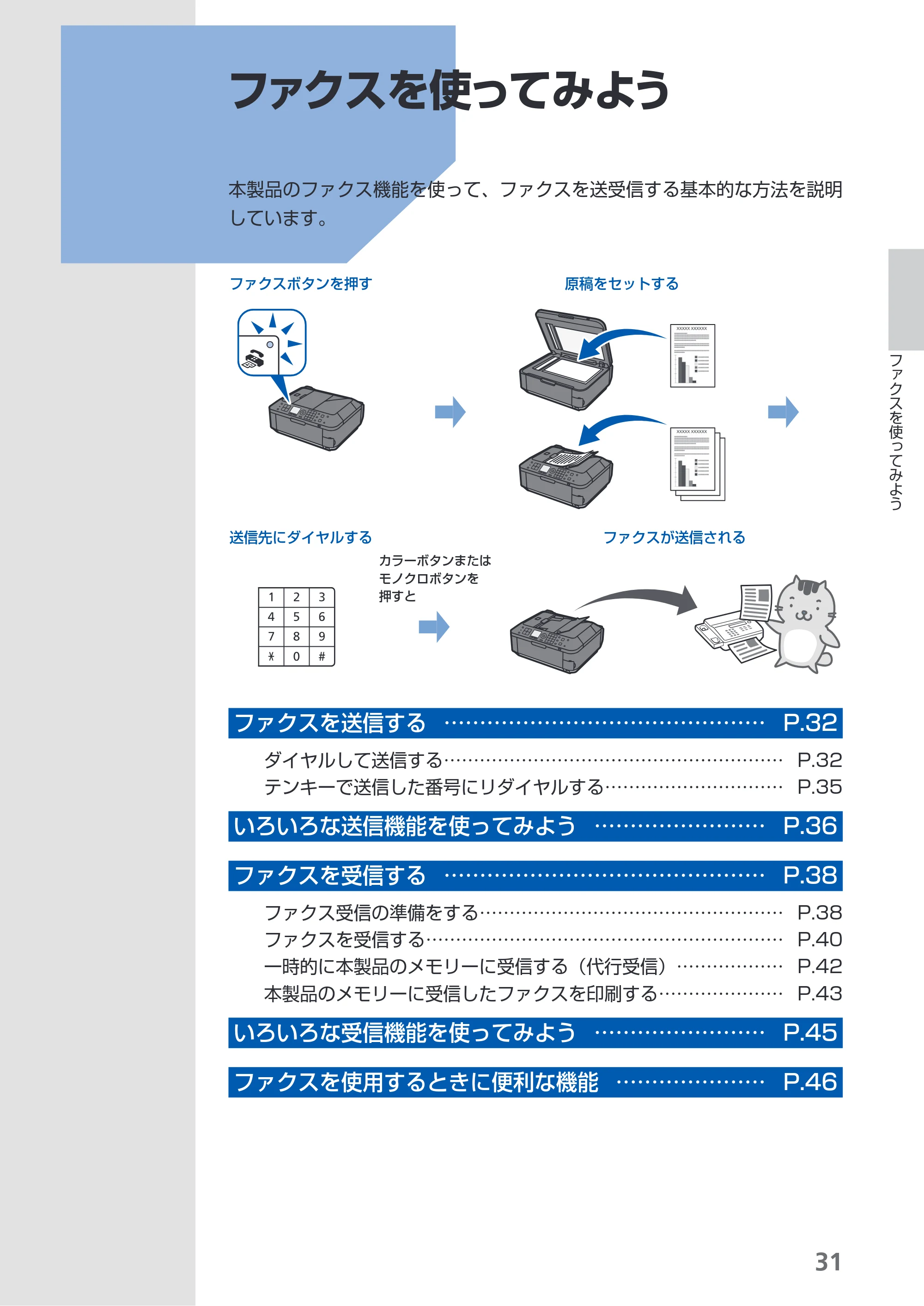 キヤノン PIXUS MX420 らくらく操作ガイド (PDF形式/23.93Mバイト) — ファクスを使ってみよう — 原本ページ — 33ページ