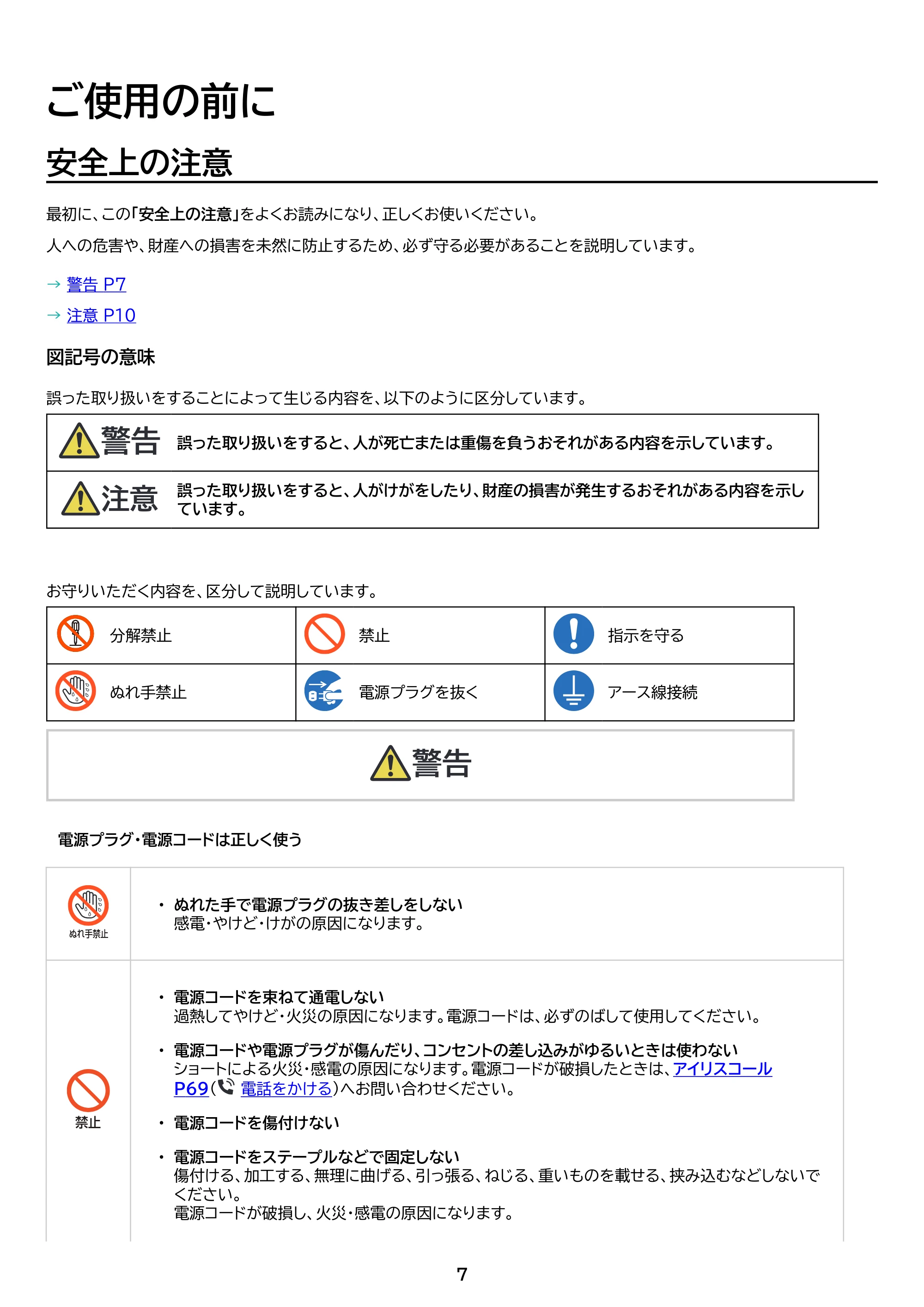 アイリスオーヤマ IPK-2306S 取扱説明書 — 原本ページ — 7ページ
