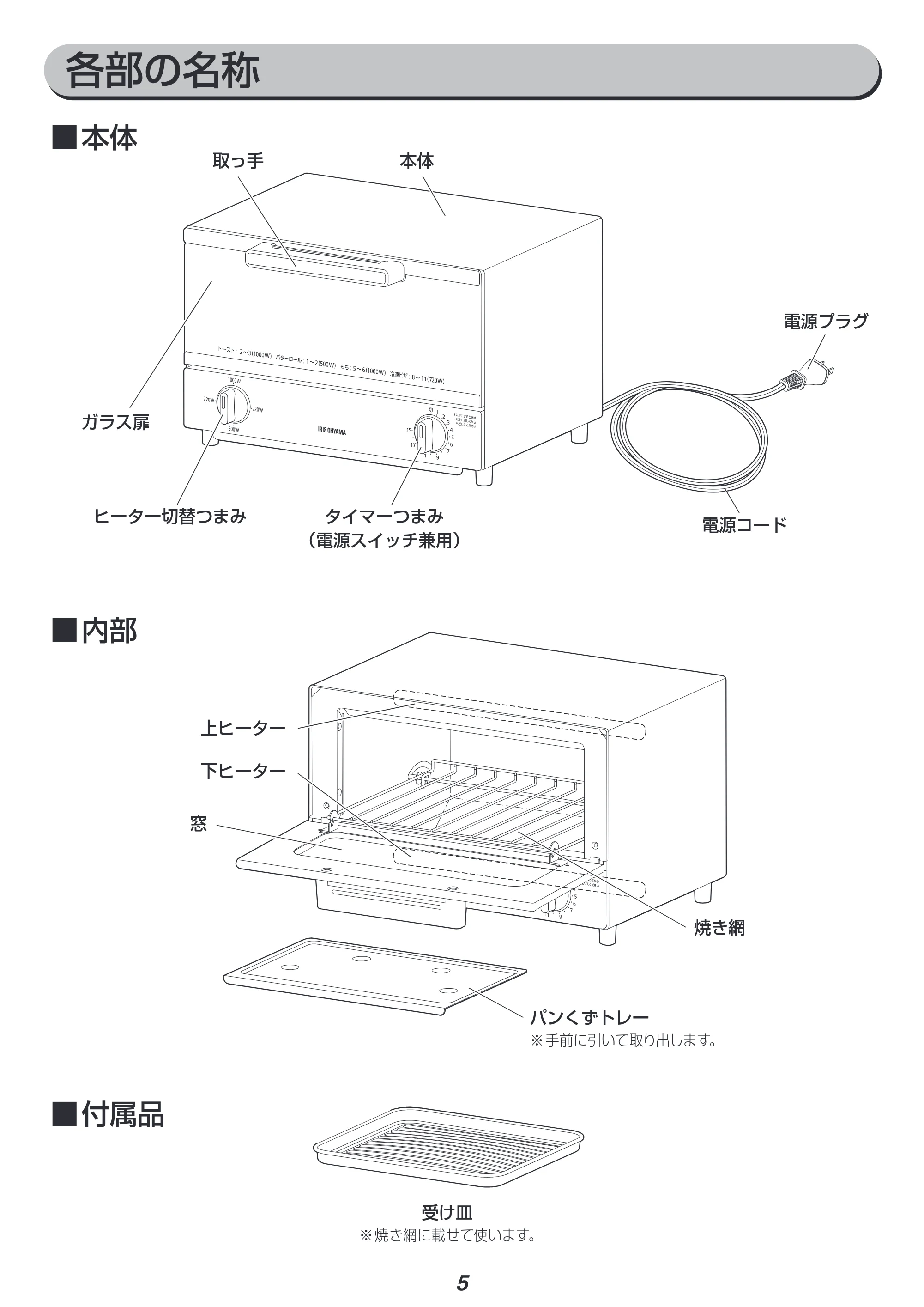 アイリスオーヤマ MOT-011 取扱説明書 — 原本ページ — 5ページ
