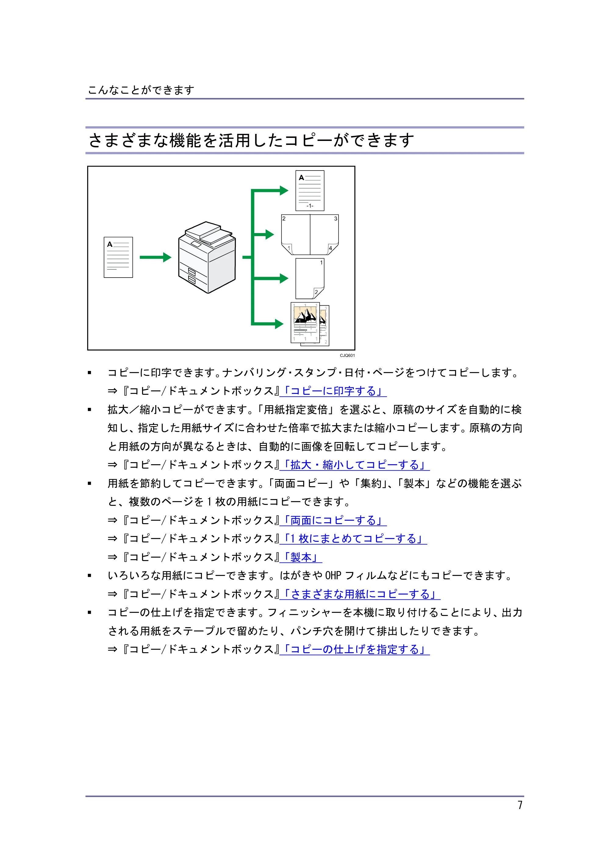 キヤノン iR W940/W940N かんたん検索 (PDF形式/1.04Mバイト) — さまざまな機能を活用したコピーができます — 原本ページ — 7ページ
