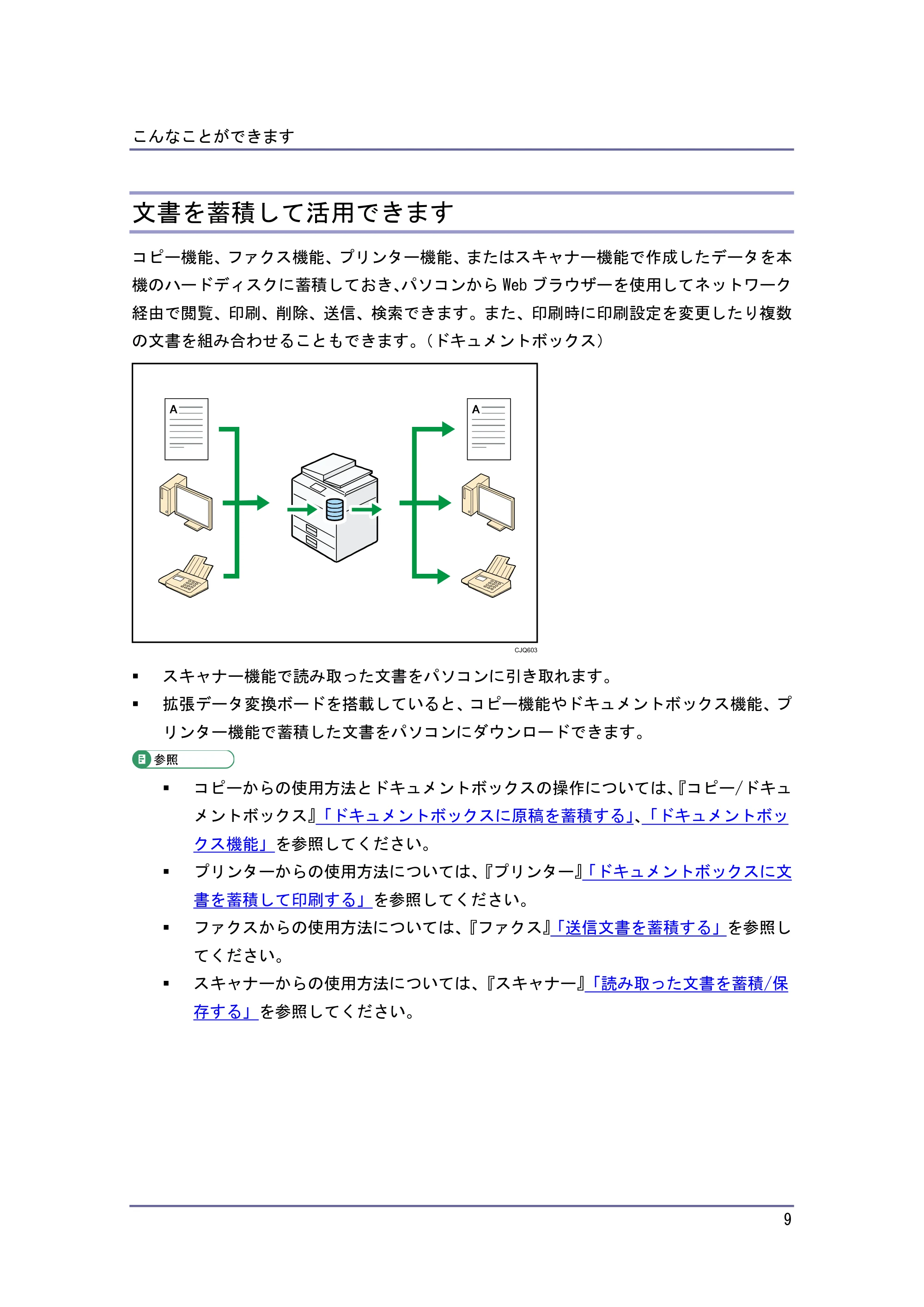 キヤノン iR W940/W940N かんたん検索 (PDF形式/1.04Mバイト) — 文書を蓄積して活用できます — 原本ページ — 9ページ