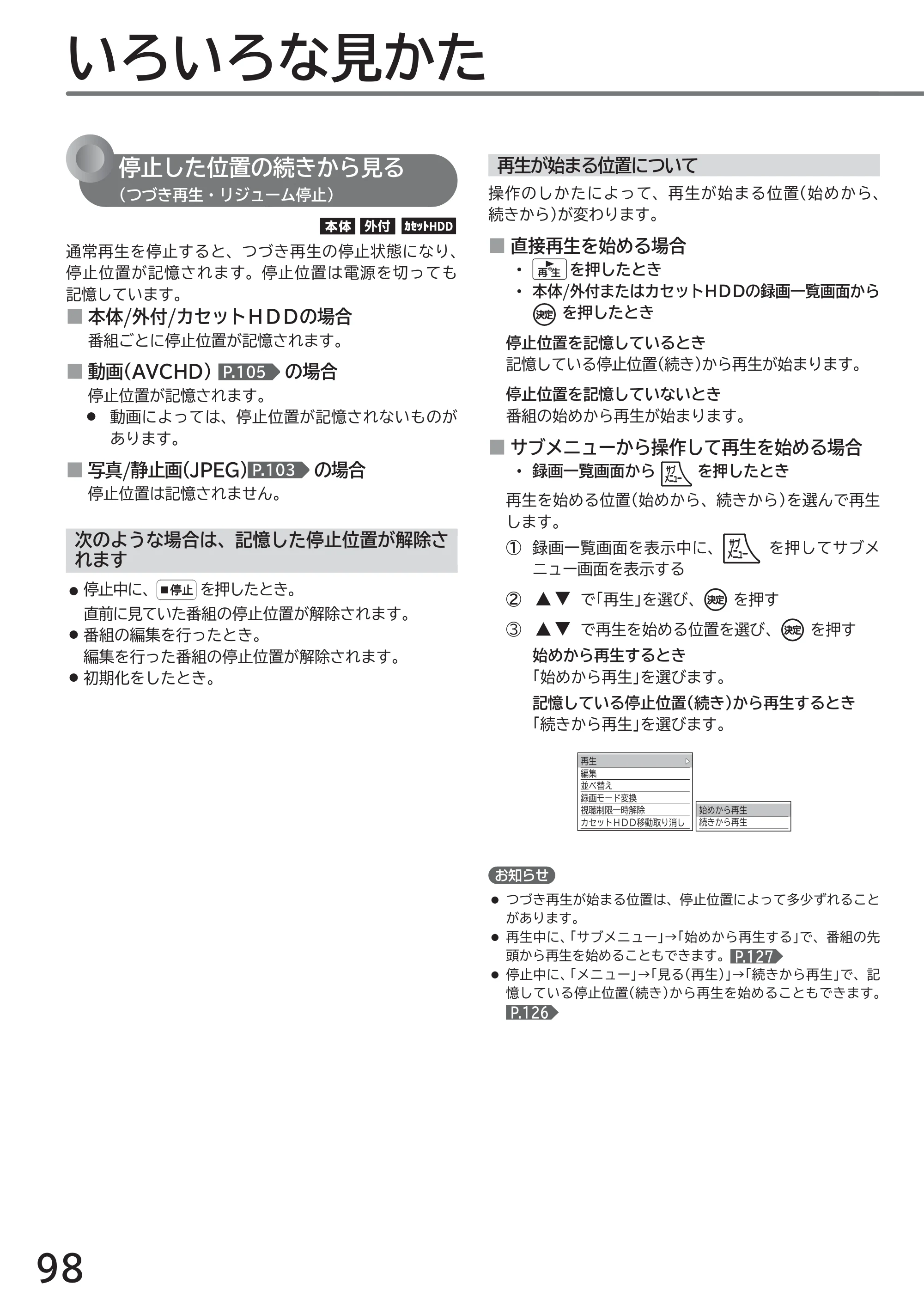 日立 L49-ZP3 / L55-ZP3 取扱説明書 — いろいろな見かた — 原本ページ — 98ページ