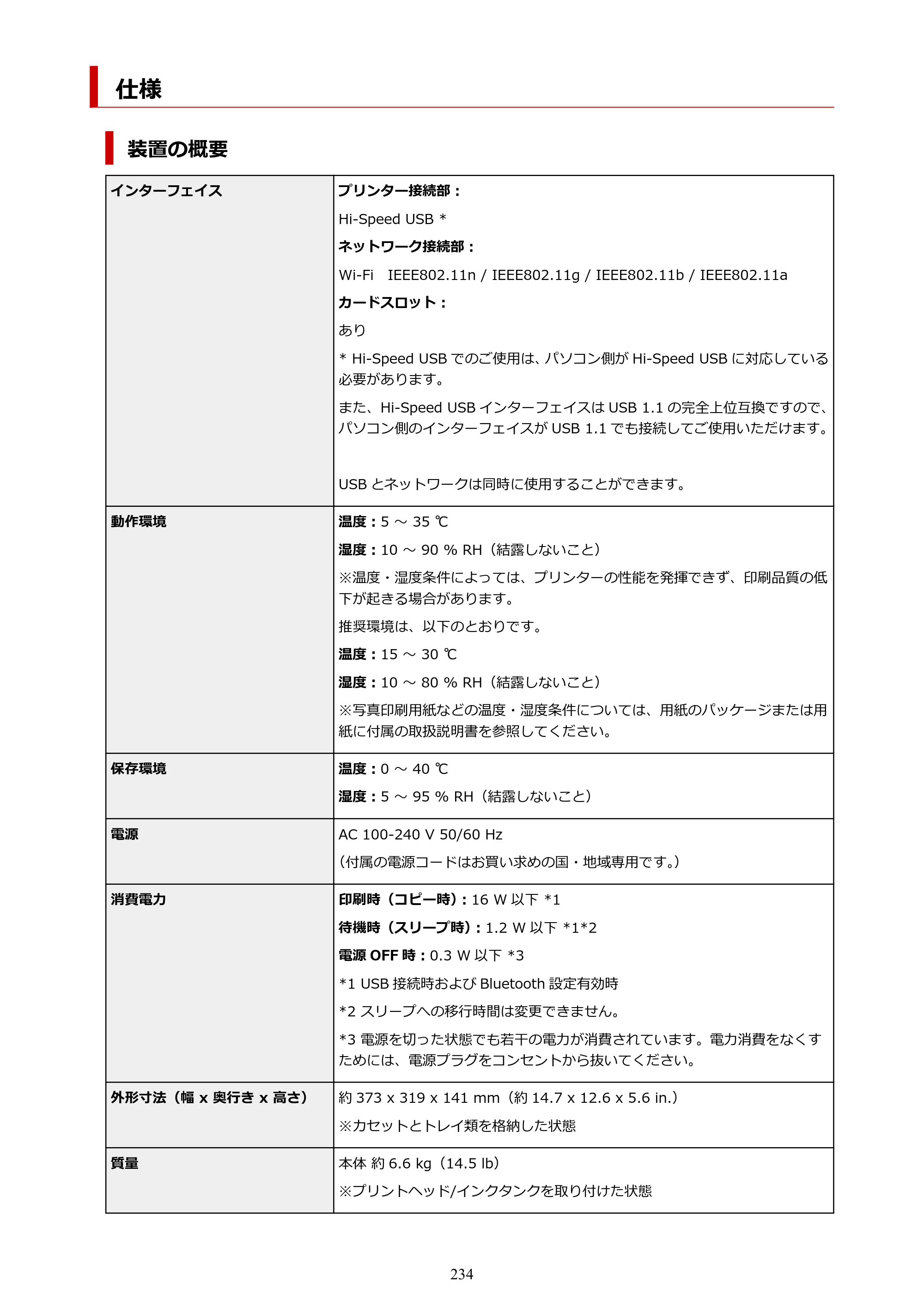 キヤノン PIXUS TS8330 オンラインマニュアル PDF版（Windows版） — 仕様 — 原本ページ — 234ページ