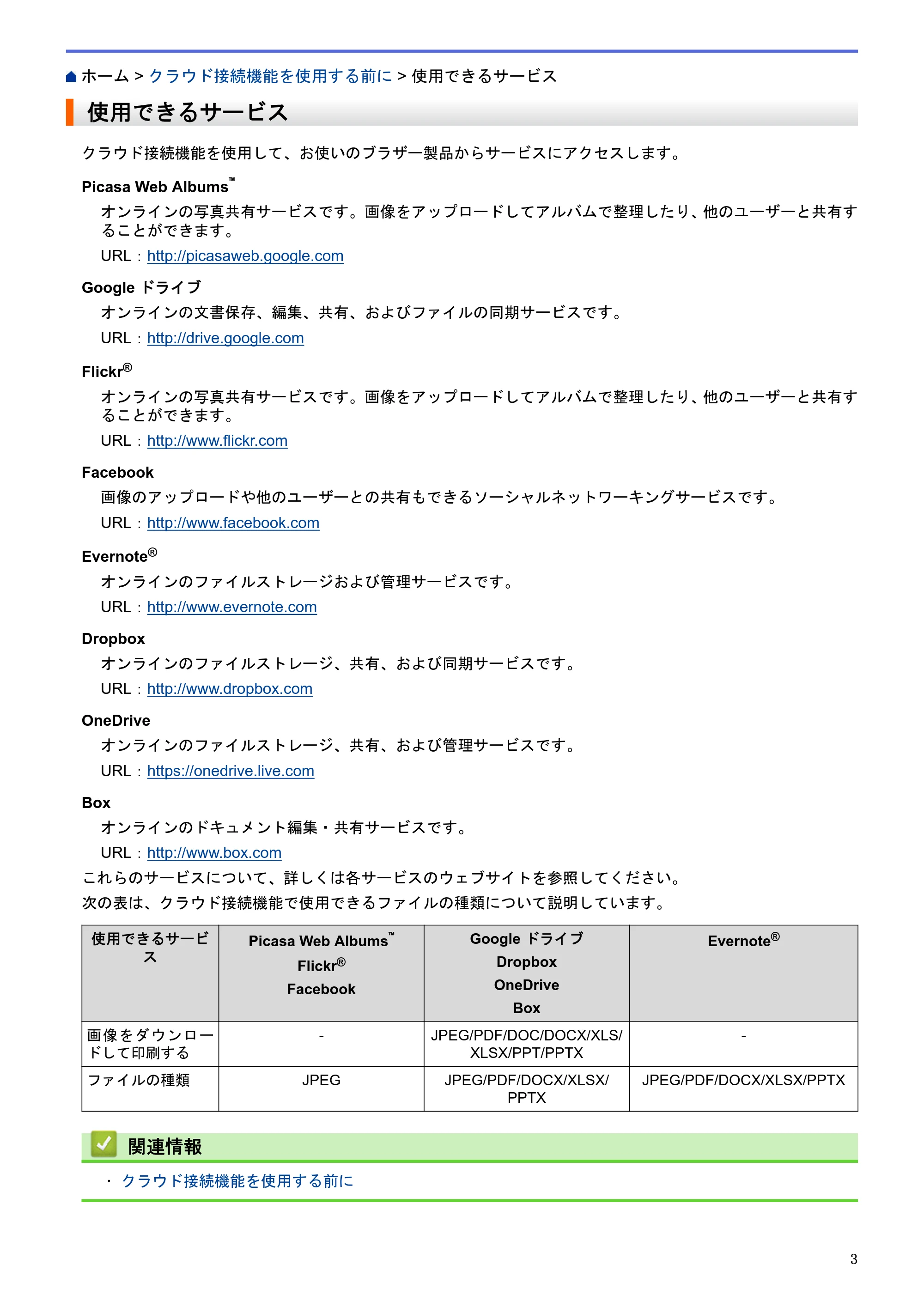 ブラザー MFC-L2720DN / MFC-L2740DW クラウド接続ガイド — 使用できるサービス — 原本ページ — 7ページ