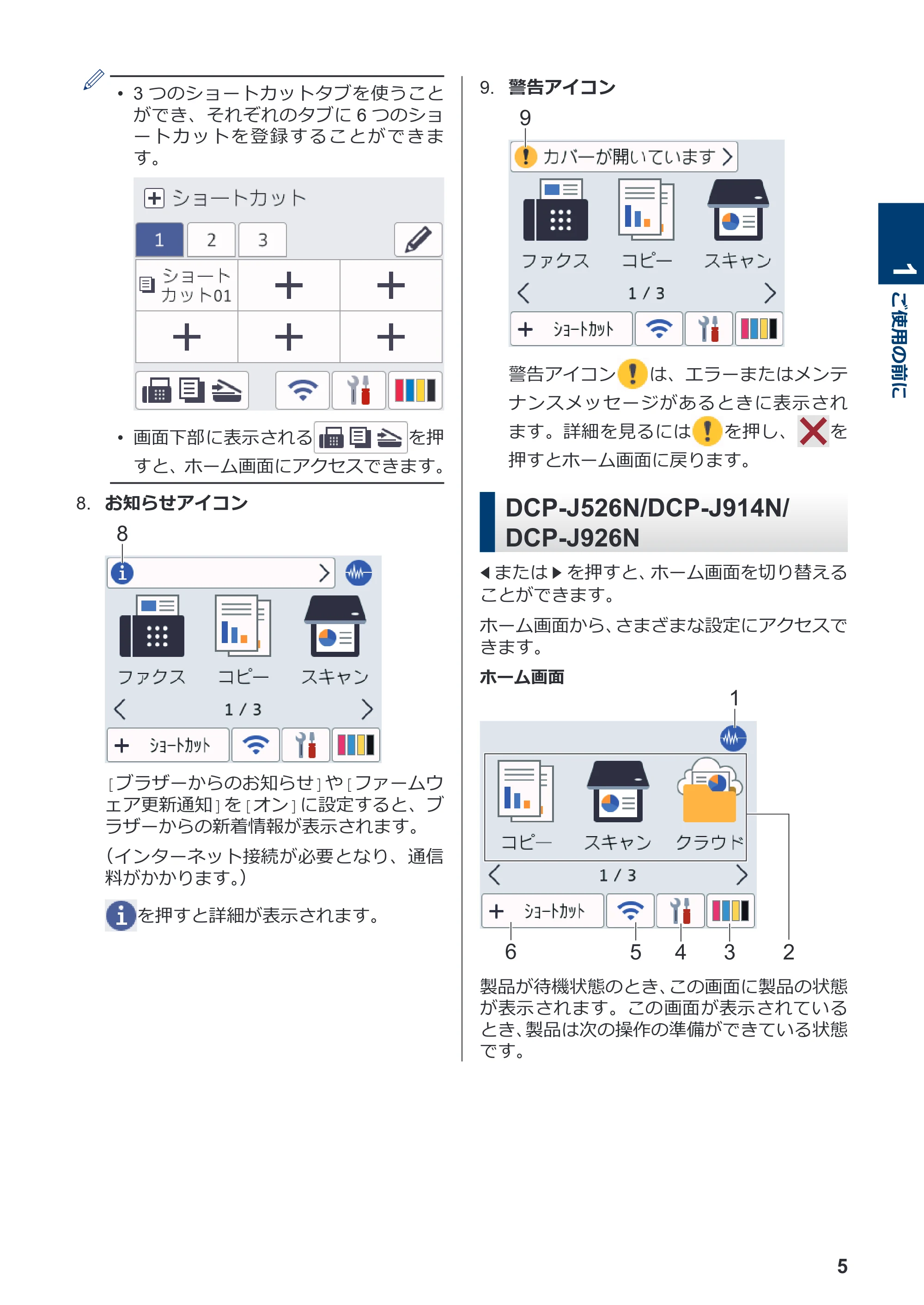 ブラザー DCP-J526N / DCP-J914N / DCP-J926N-B/W かんたん操作ガイド — 原本ページ — 6ページ