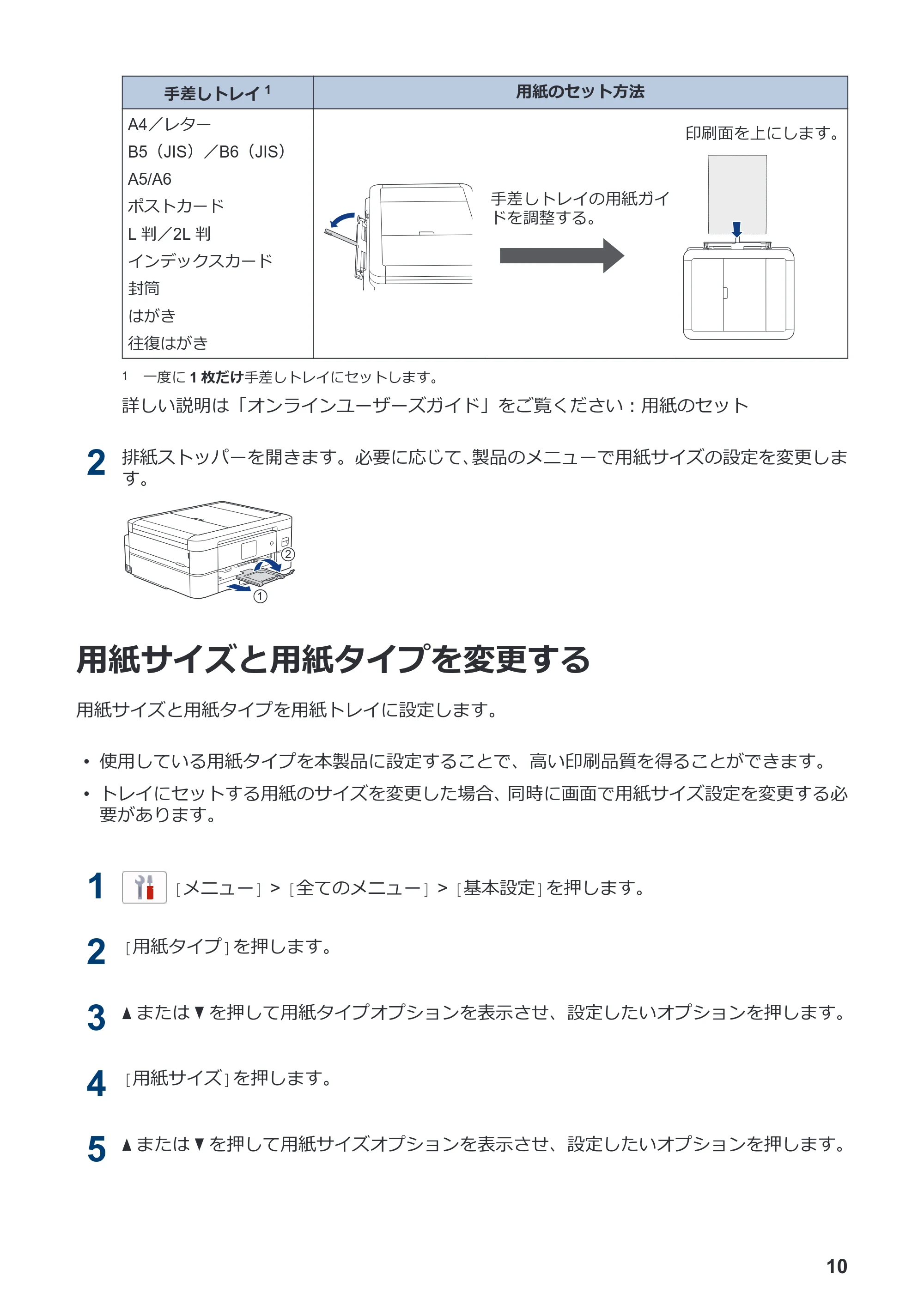 ブラザー DCP-J526N / DCP-J914N / DCP-J926N-B/W かんたん操作ガイド — 用紙サイズと用紙タイプを変更する — 原本ページ — 11ページ