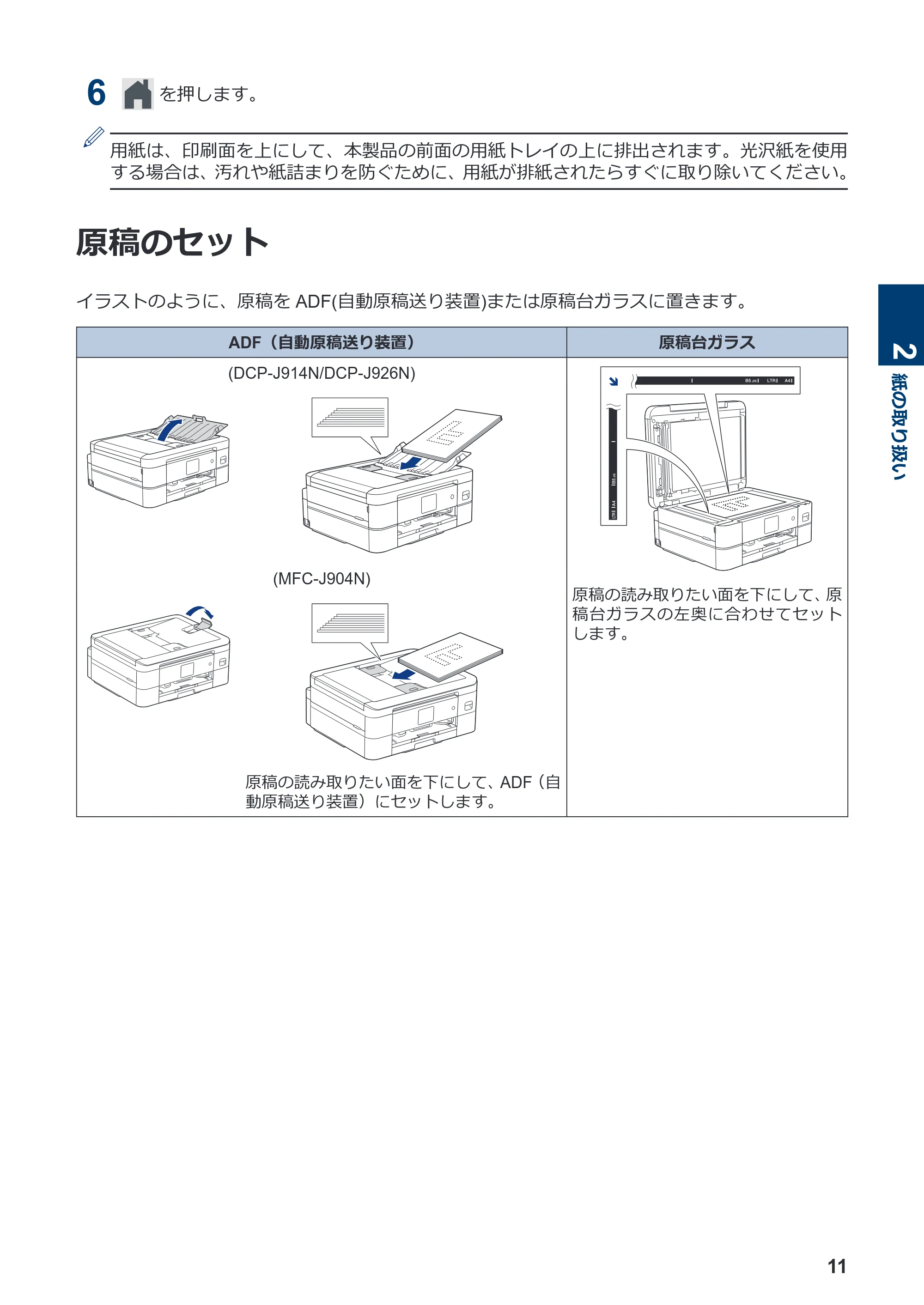 ブラザー DCP-J526N / DCP-J914N / DCP-J926N-B/W かんたん操作ガイド — 原稿のセット — 原本ページ — 12ページ