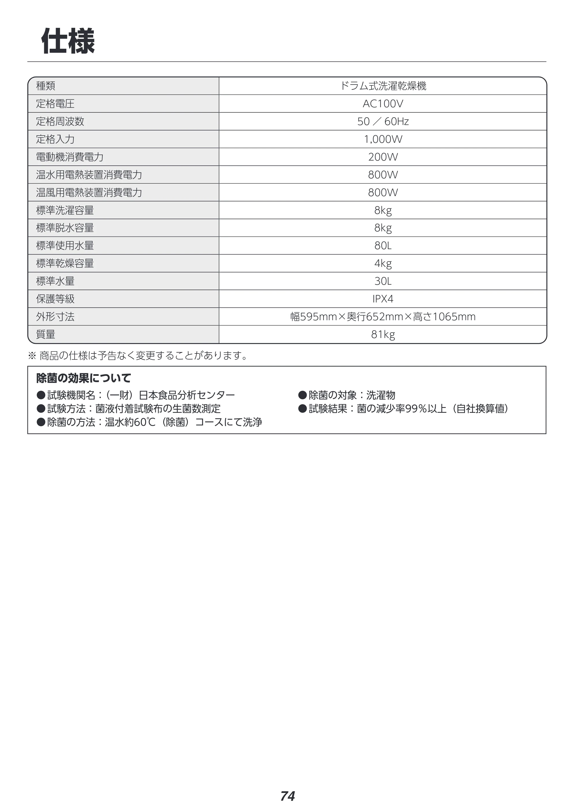 アイリスオーヤマ FLK842Z-W 取扱説明書 — 原本ページ — 74ページ