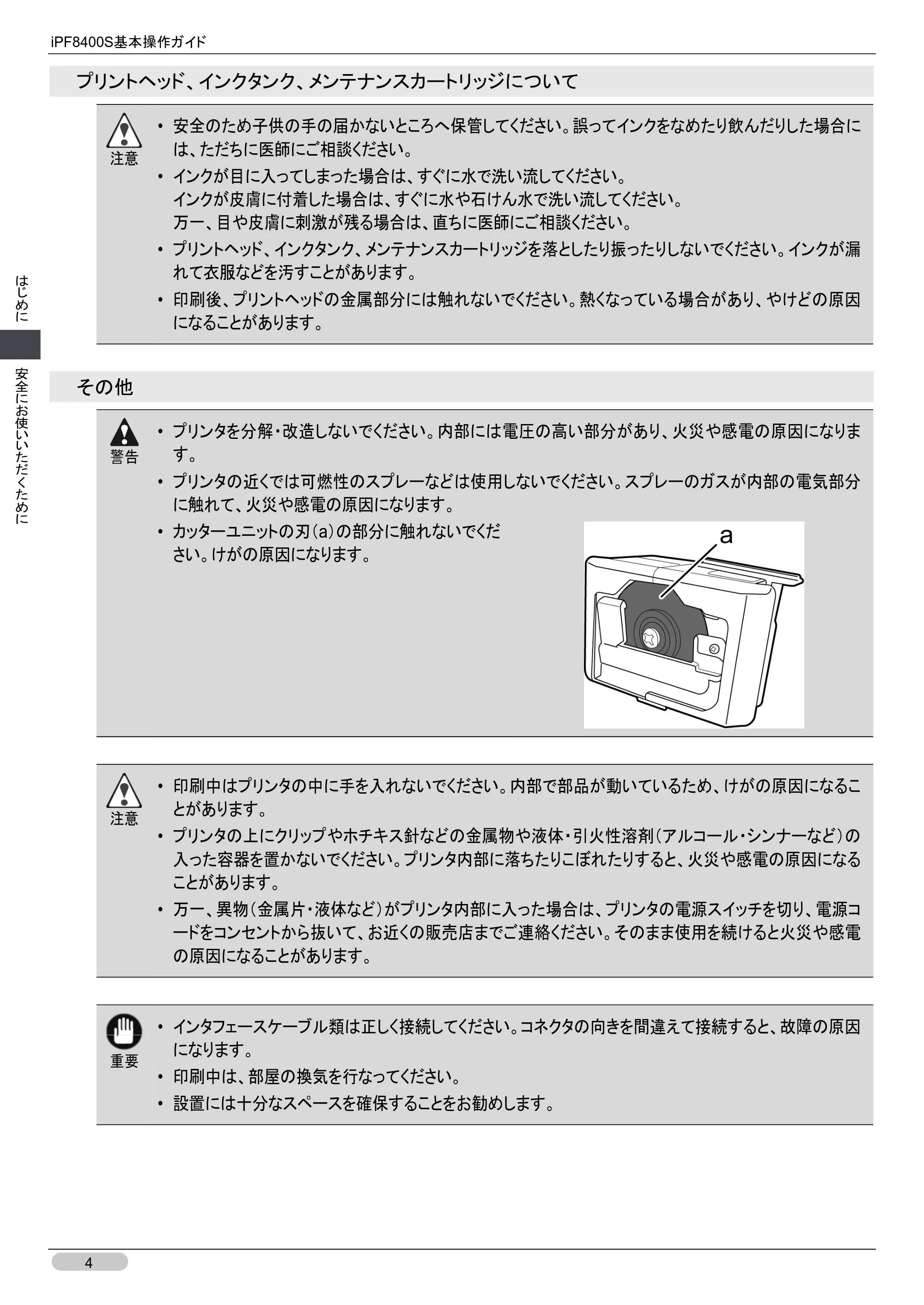 キヤノン iPF8400S 基本操作ガイド (PDF形式/13.84Mバイト) — 原本ページ — 4ページ