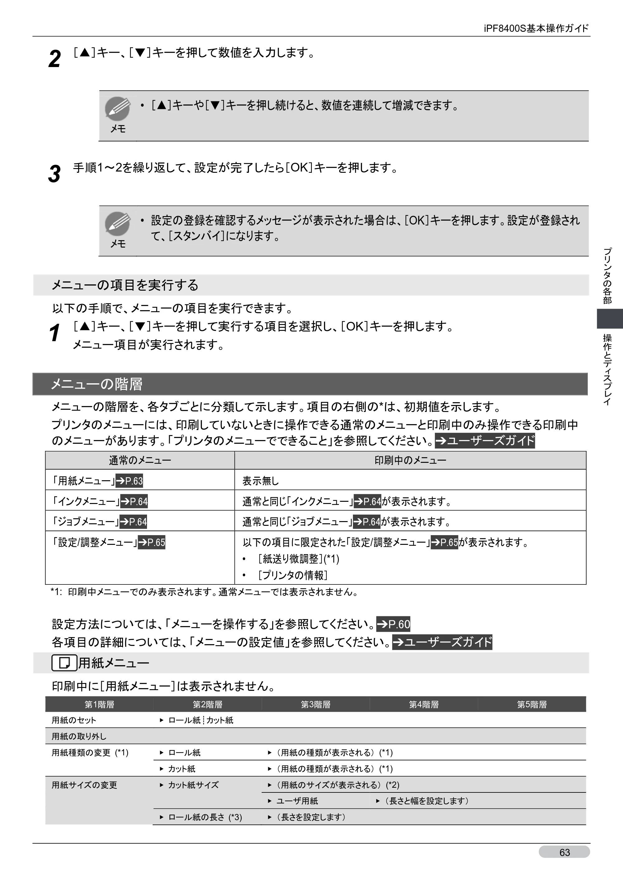 キヤノン iPF8400S 基本操作ガイド （PDF形式／13.84Mバイト） — 原本ページ — 63ページ