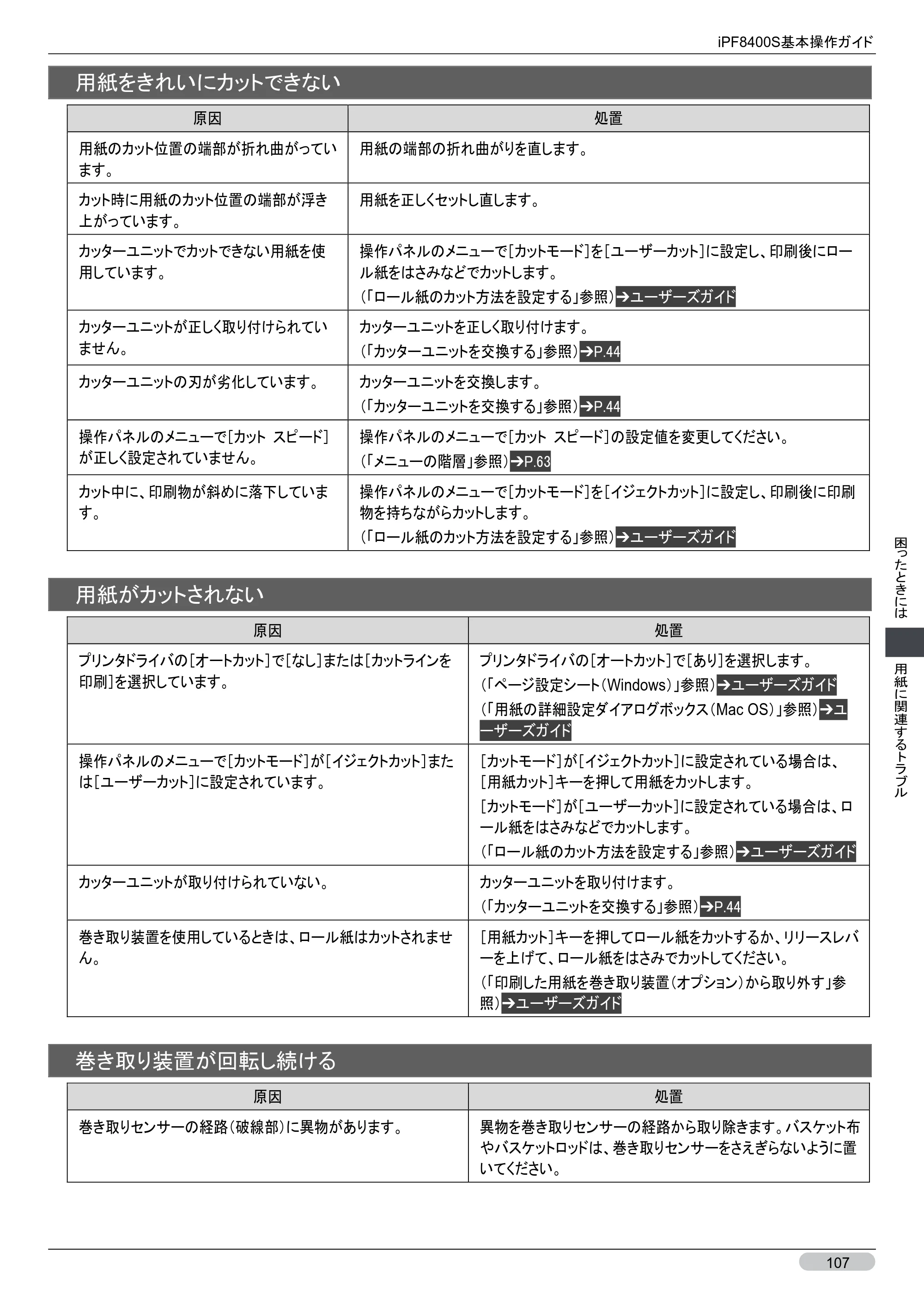 キヤノン iPF8400S 基本操作ガイド （PDF形式／13.84Mバイト） — 原本ページ — 107ページ