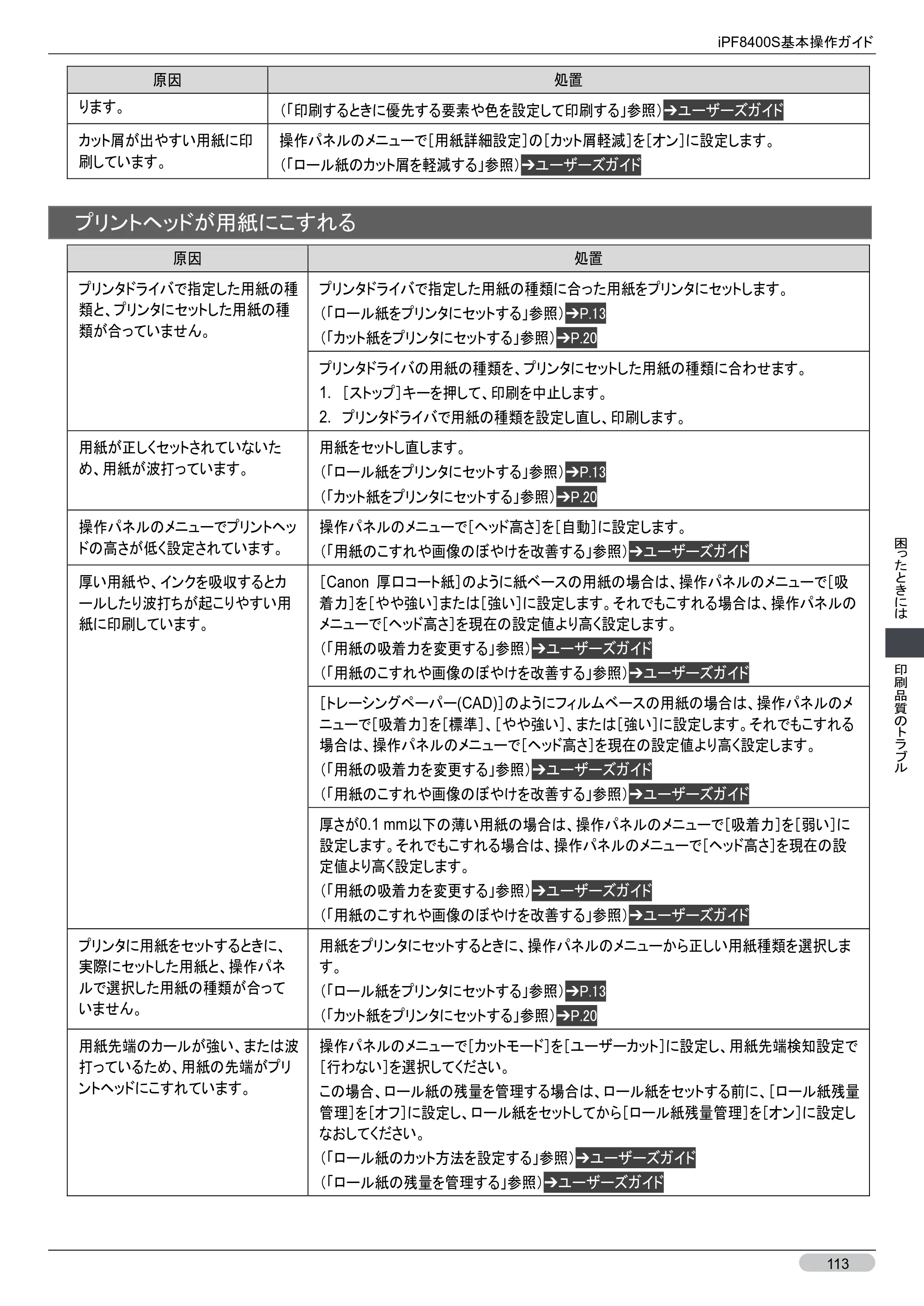 キヤノン iPF8400S 基本操作ガイド （PDF形式／13.84Mバイト） — 原本ページ — 113ページ