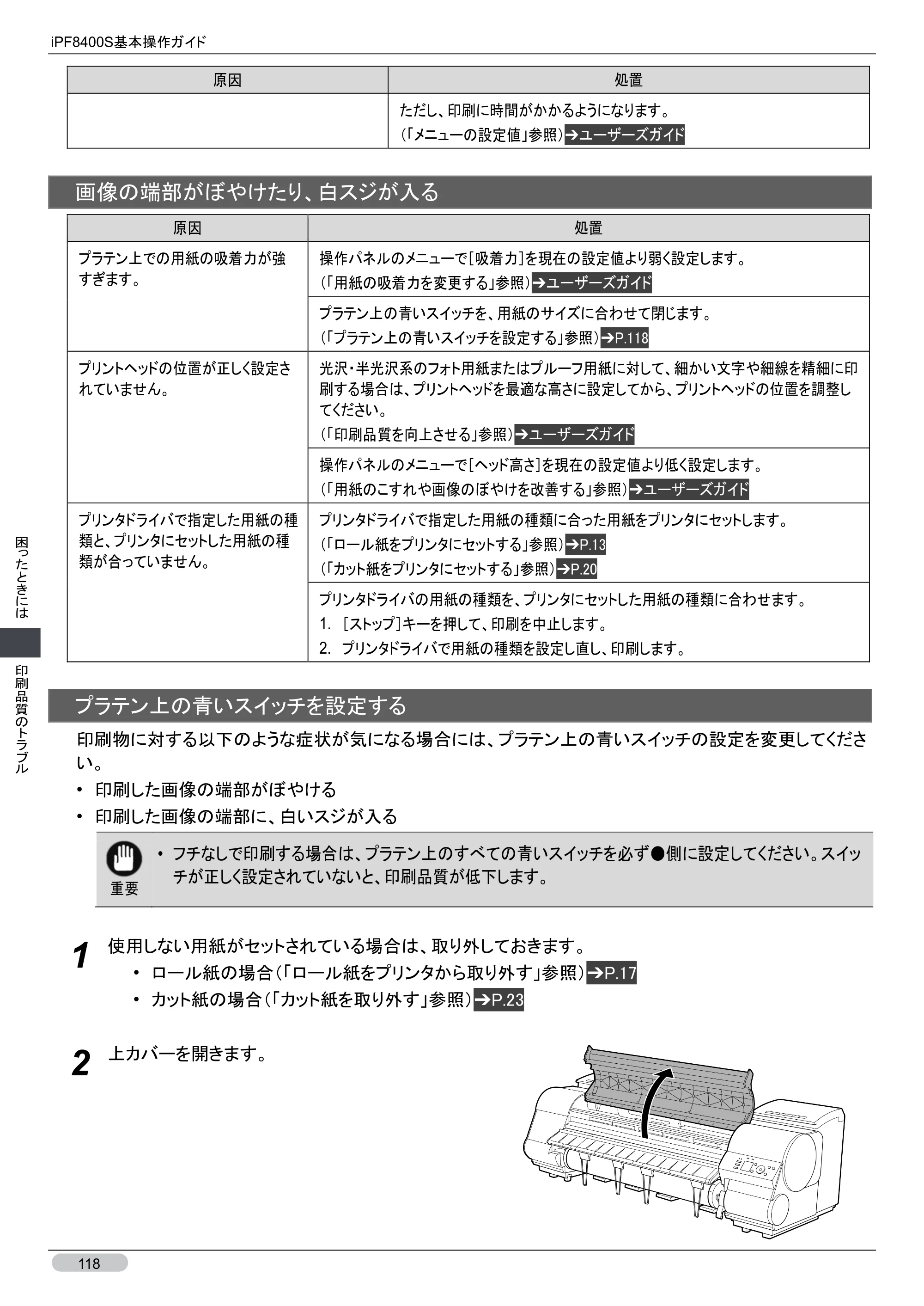 キヤノン iPF8400S 基本操作ガイド （PDF形式／13.84Mバイト） — 原本ページ — 118ページ