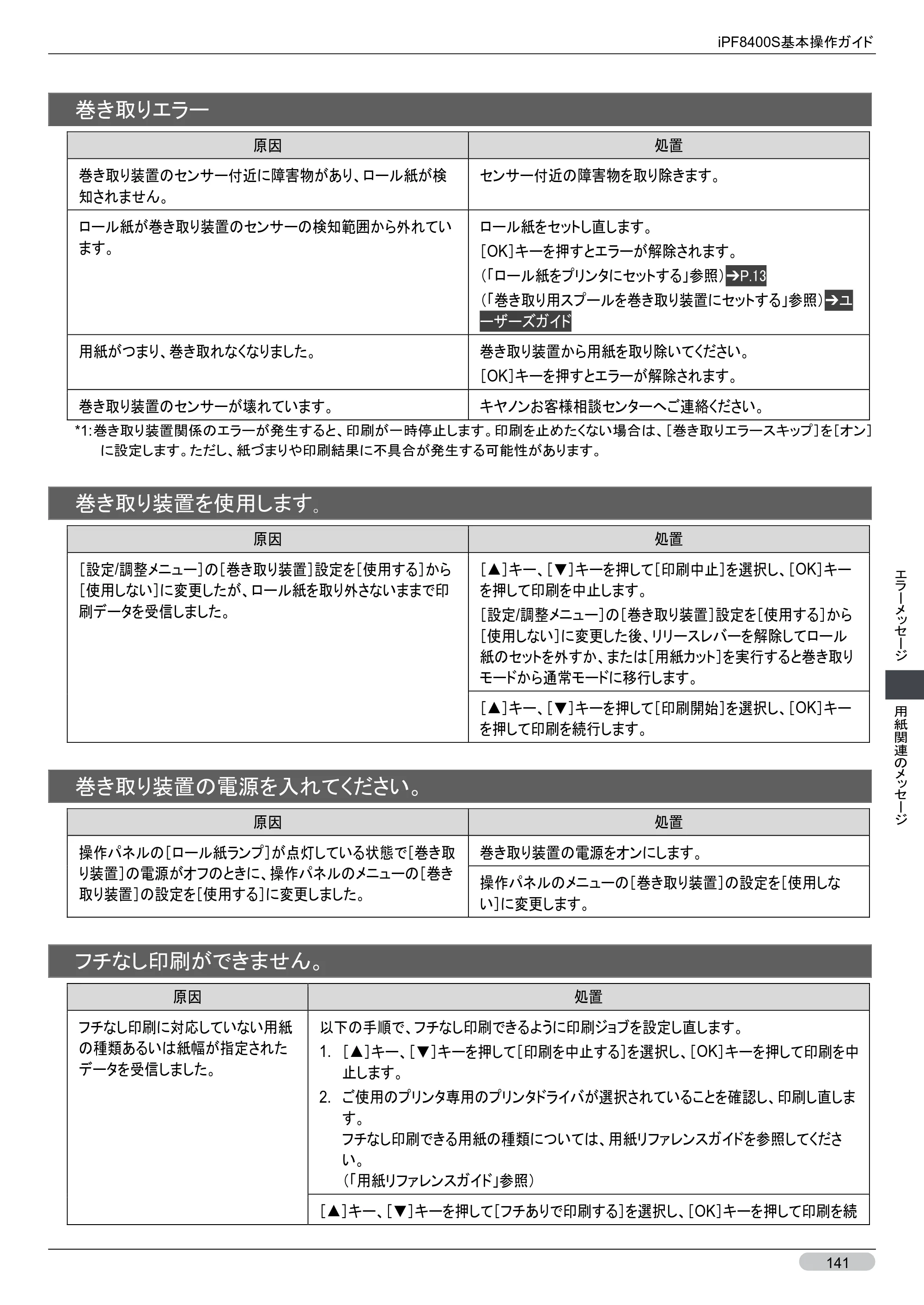 キヤノン iPF8400S 基本操作ガイド （PDF形式／13.84Mバイト） — 原本ページ — 141ページ
