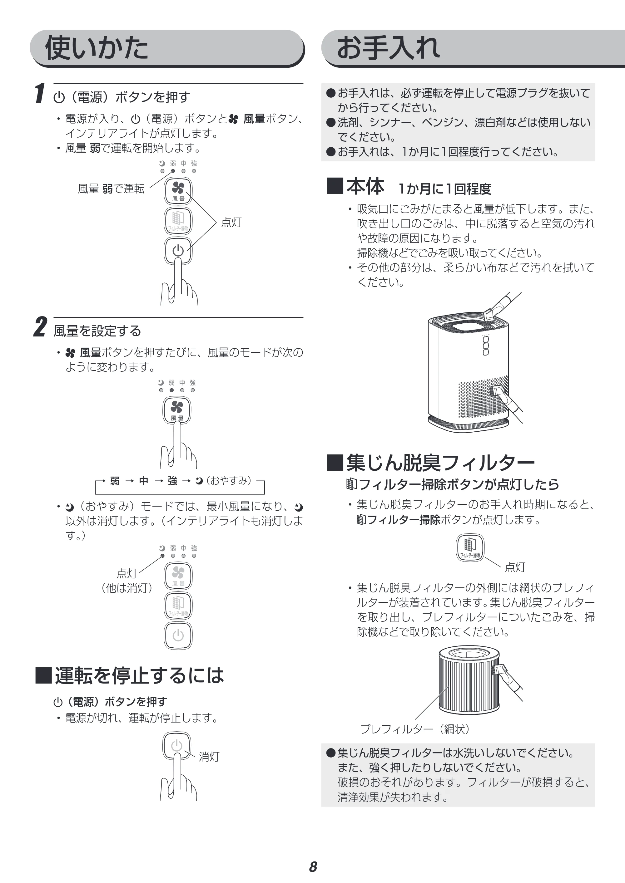 アイリスオーヤマ IAP-A25 取扱説明書 — 原本ページ — 8ページ