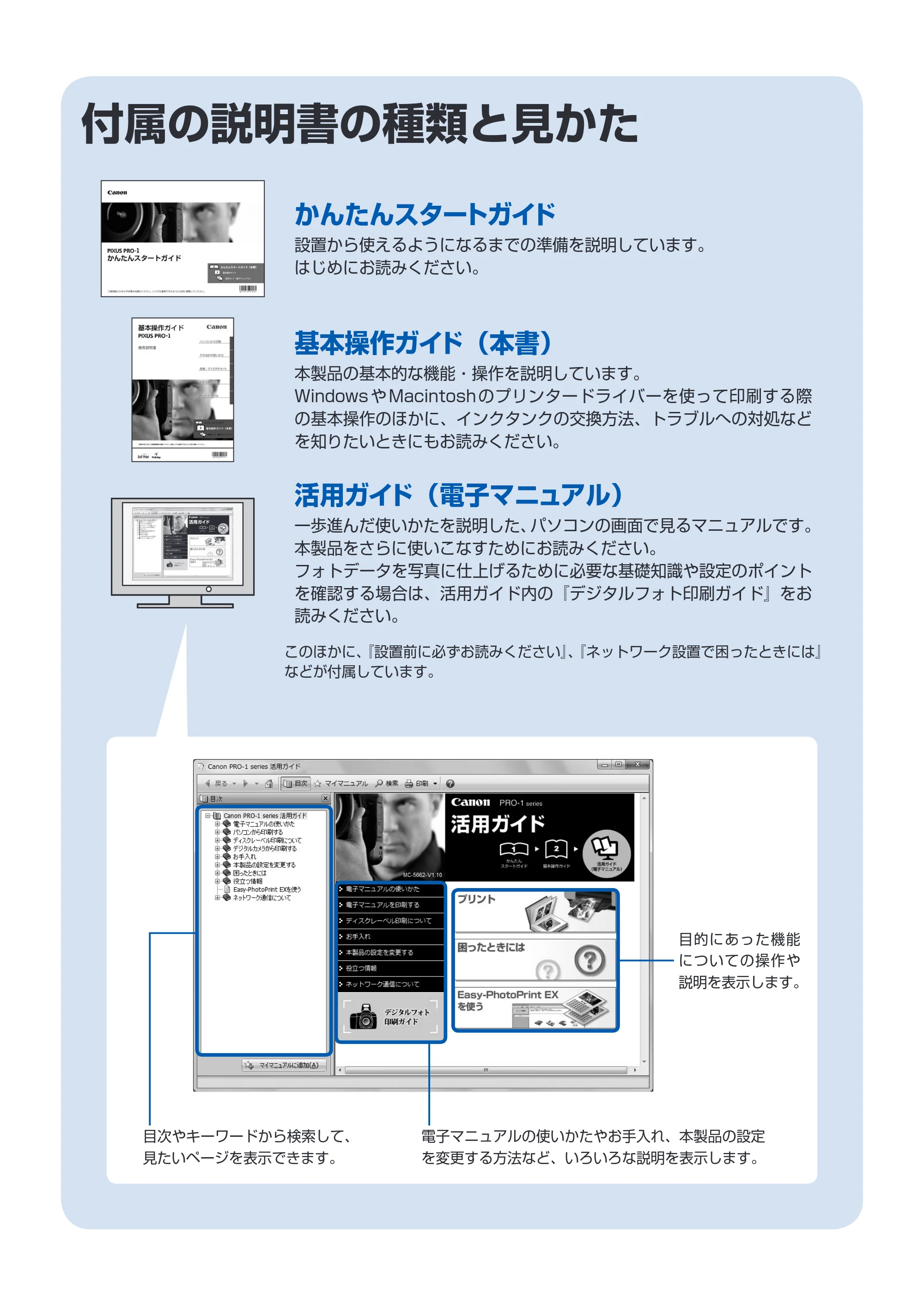 キヤノン PIXUS PRO-1 基本操作ガイド（PDF：11.7MB） — 原本ページ — 4ページ
