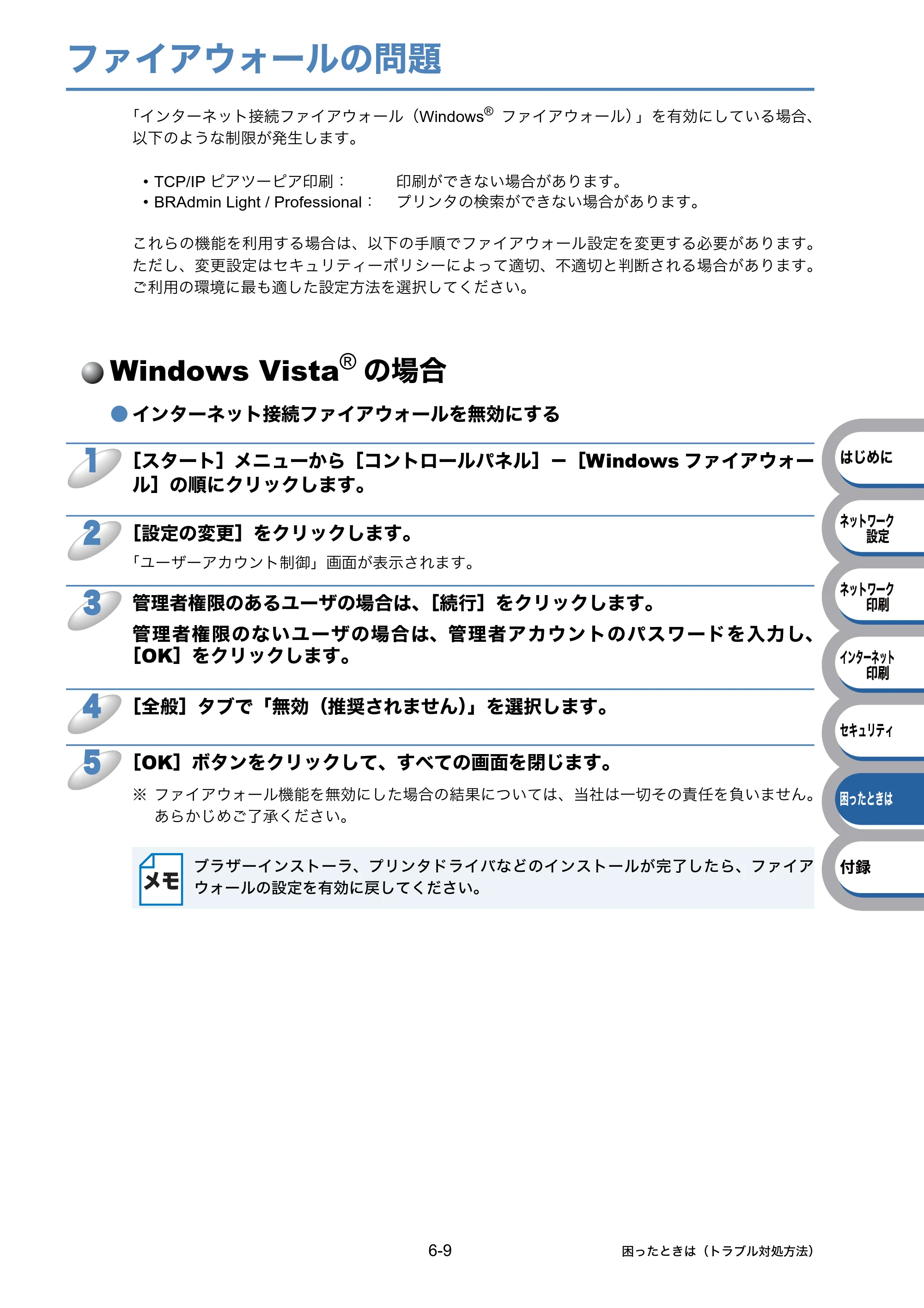 ブラザー HL-5350DN / HL-5380DN ユーザーズガイド ～ネットワーク設定編～ — ファイアウォールの問題 — 原本ページ — 106ページ