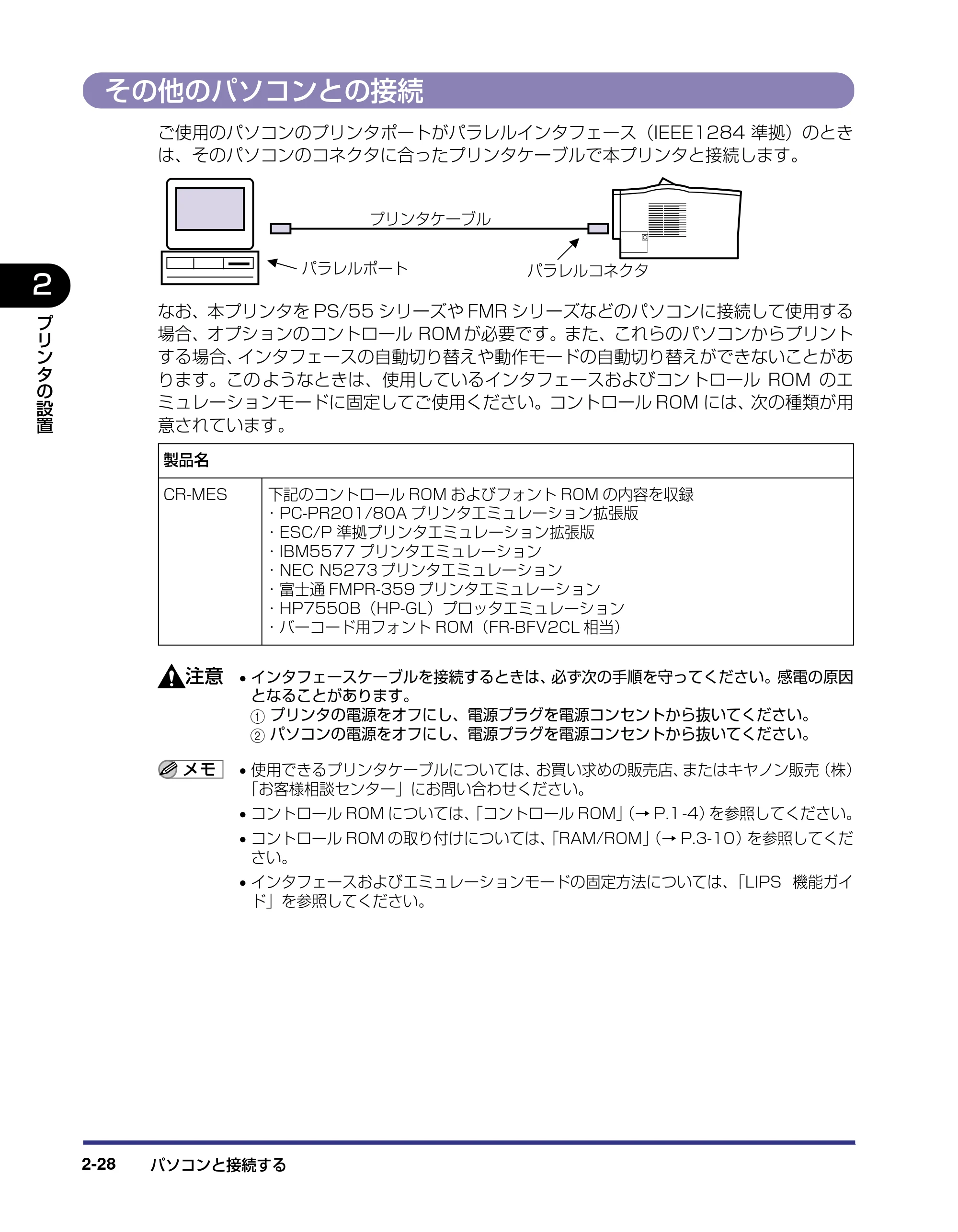 キヤノン LBP-1310 設置ガイド 2006年5月25日更新 （PDF形式／2.46Mバイト） — その他のパソコンとの接続 — 原本ページ — 54ページ