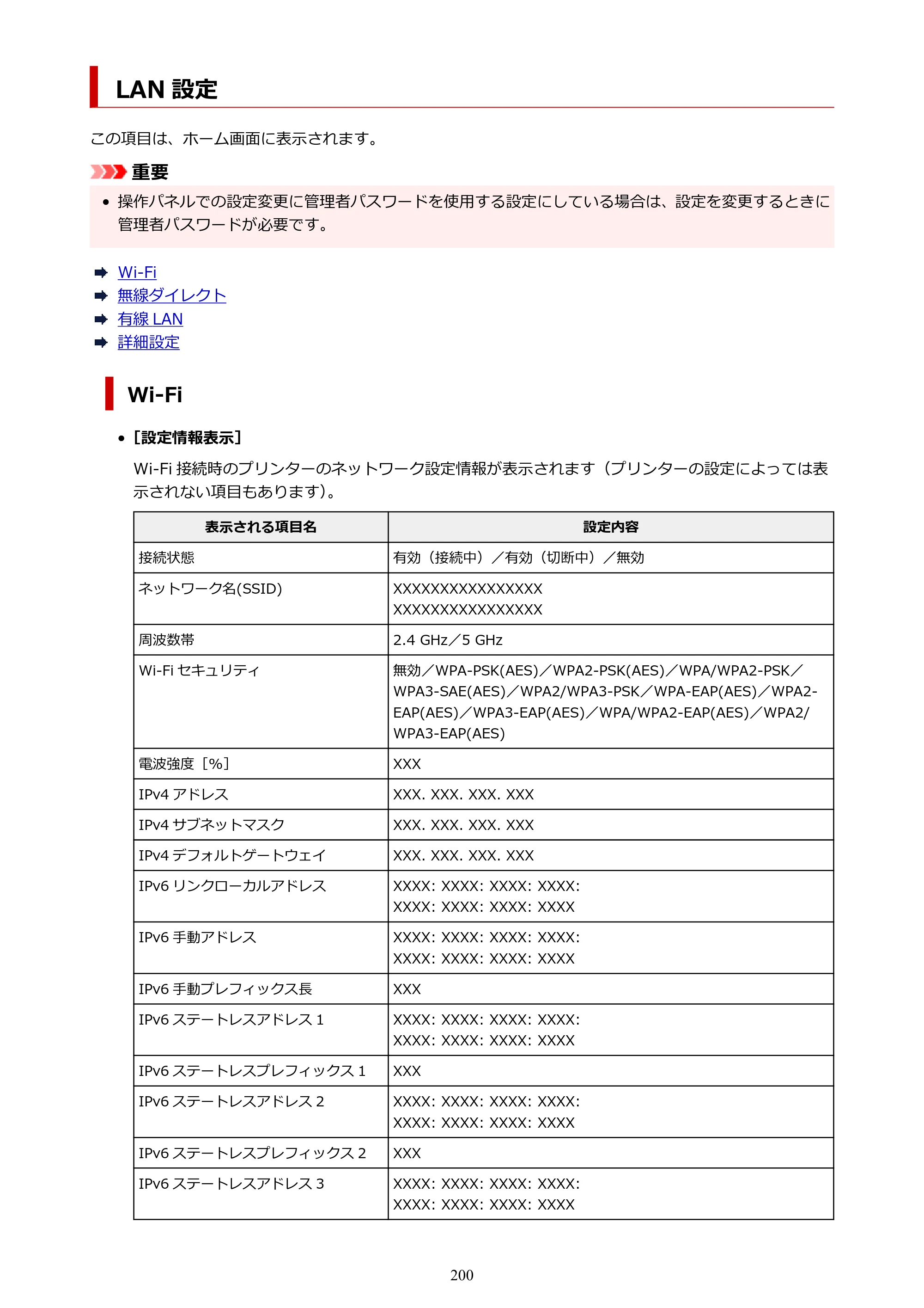 キヤノン imagePROGRAF PRO-G2 PRO-G2 （PDF） オンラインマニュアル 取扱説明書 （Windows） 2026年4月30日掲載（PDF：5.7MB） — LAN 設定 — 原本ページ — 200ページ