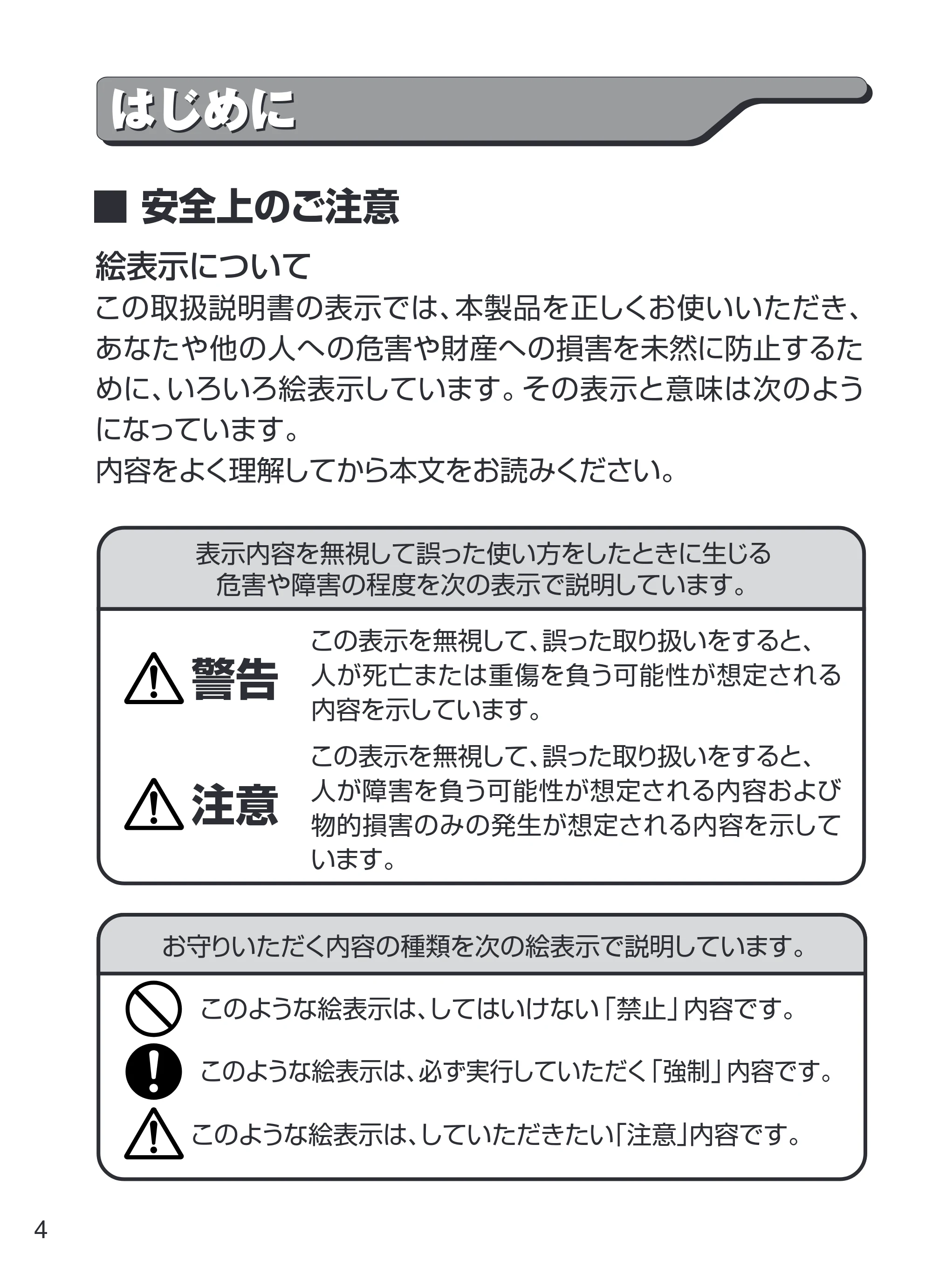 日立 HDC-W902 取扱説明書 — はじめに はじめに — 原本ページ — 4ページ