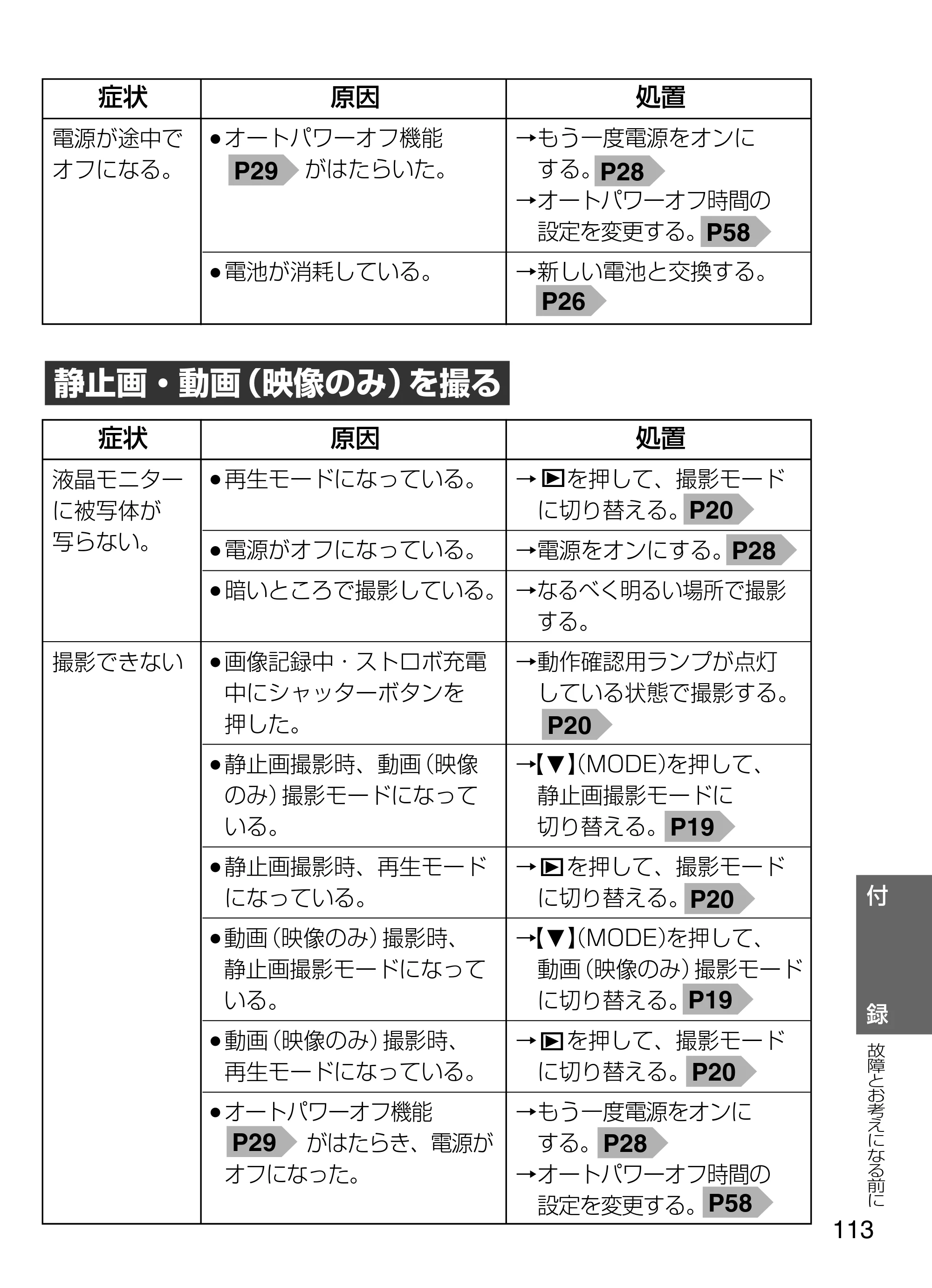 日立 HDC-W902 取扱説明書 — 静止画・動画（映像のみ）を撮る — 原本ページ — 113ページ