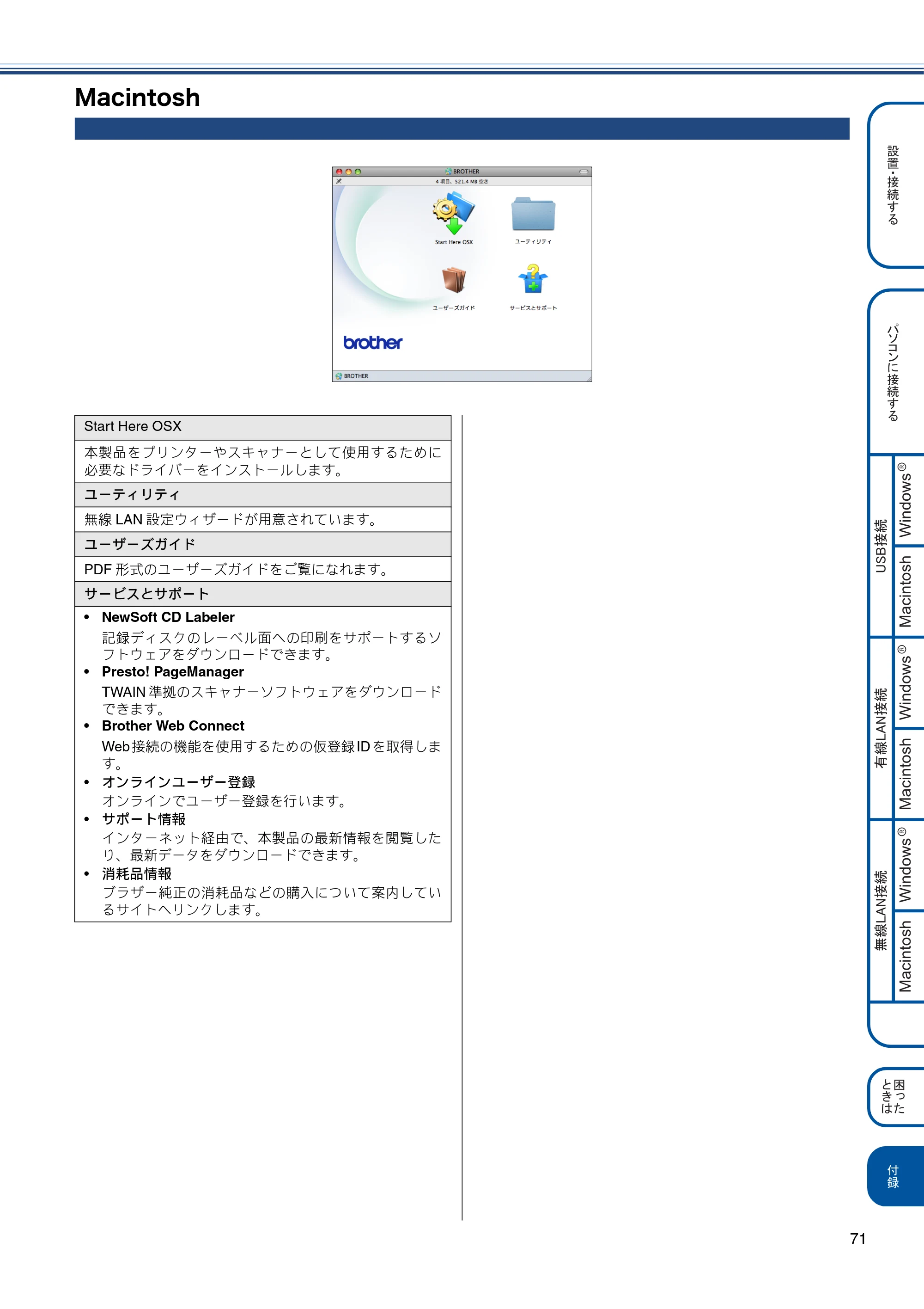 ブラザー MFC-J840N かんたん設置ガイド — Macintosh — 原本ページ — 73ページ