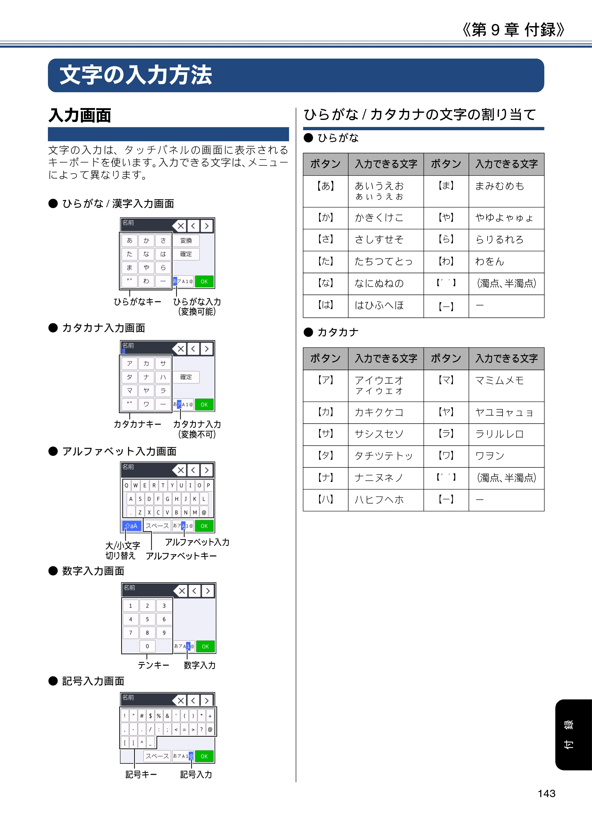 ブラザー DCP-J572N / DCP-J972N / DCP-J973N-B/W ユーザーズガイド ～応用編～ — 文字の入力方法 — 原本ページ — 143ページ