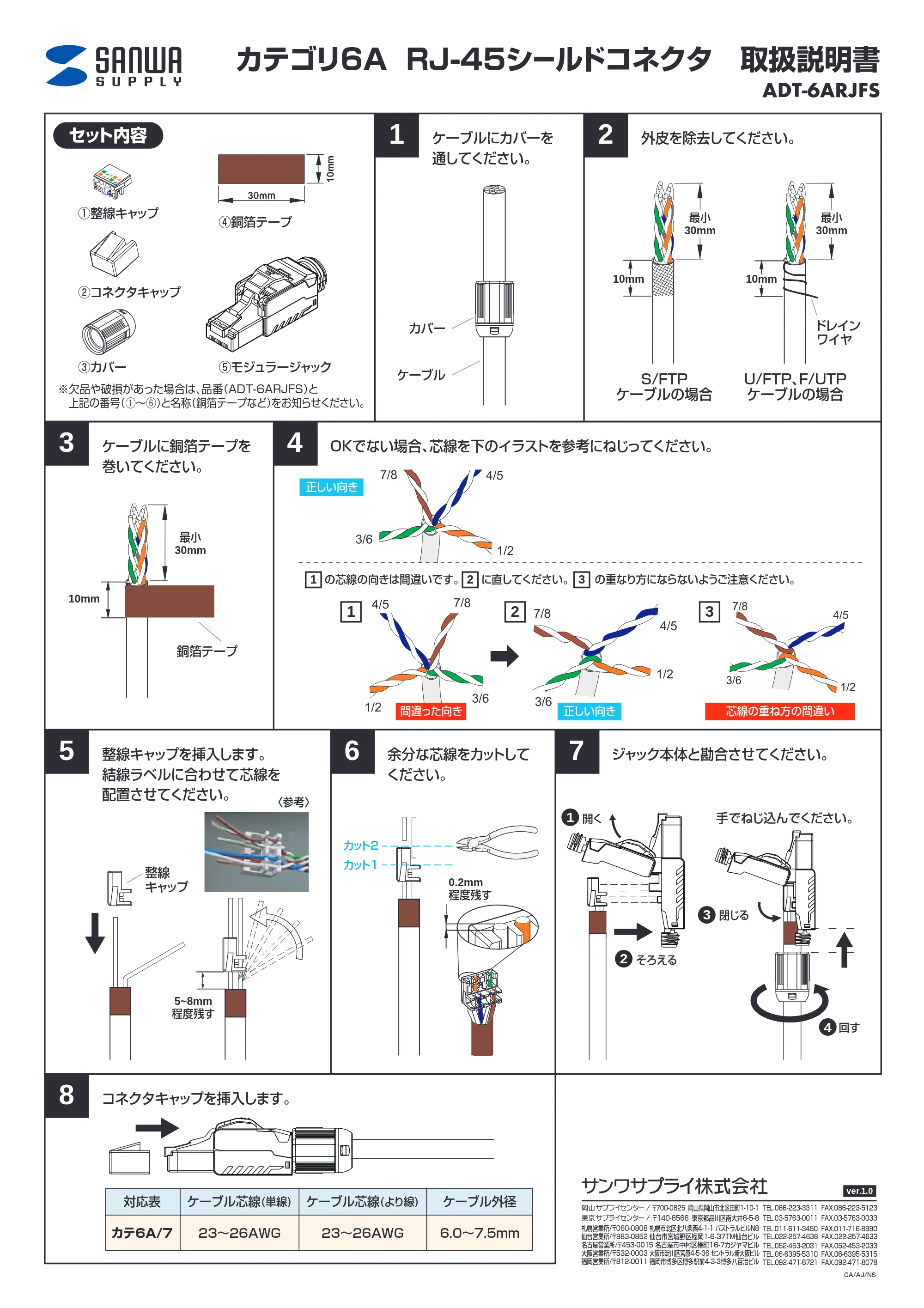 サンワサプライ ADT-6ARJFS 取扱説明書 — 原本ページ — 1ページ