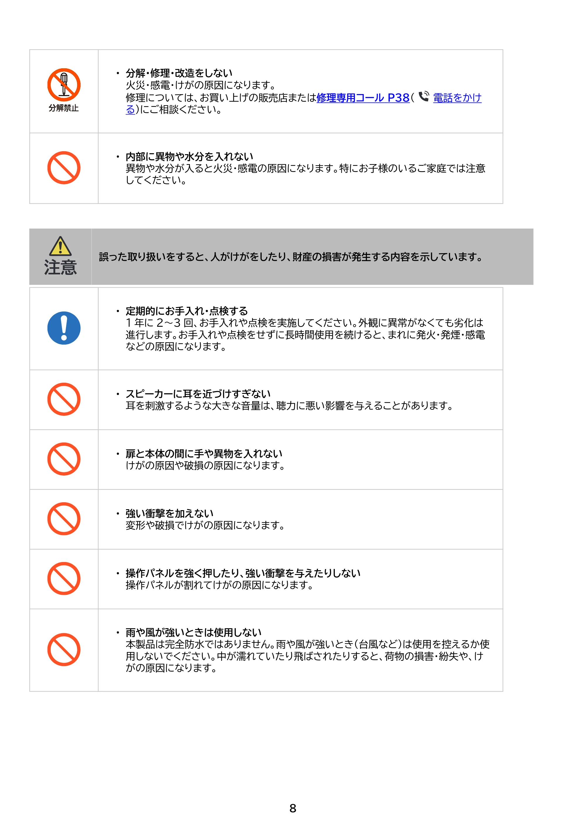アイリスオーヤマ THB07-4956CRD 取扱説明書 — 原本ページ — 8ページ
